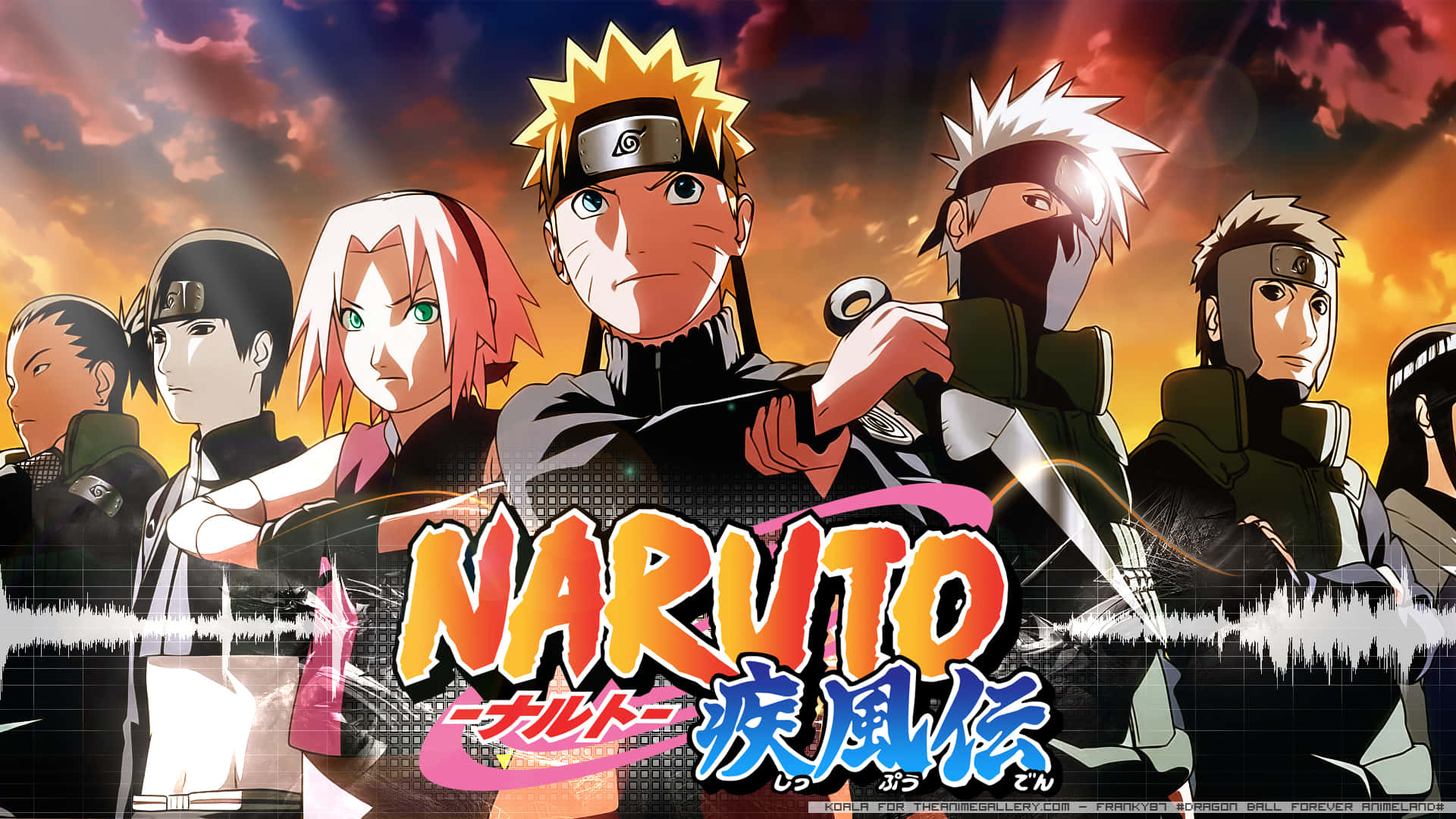 Naruto, ninja team, fiery sunset sky, Full HD Desktop Wallpaper