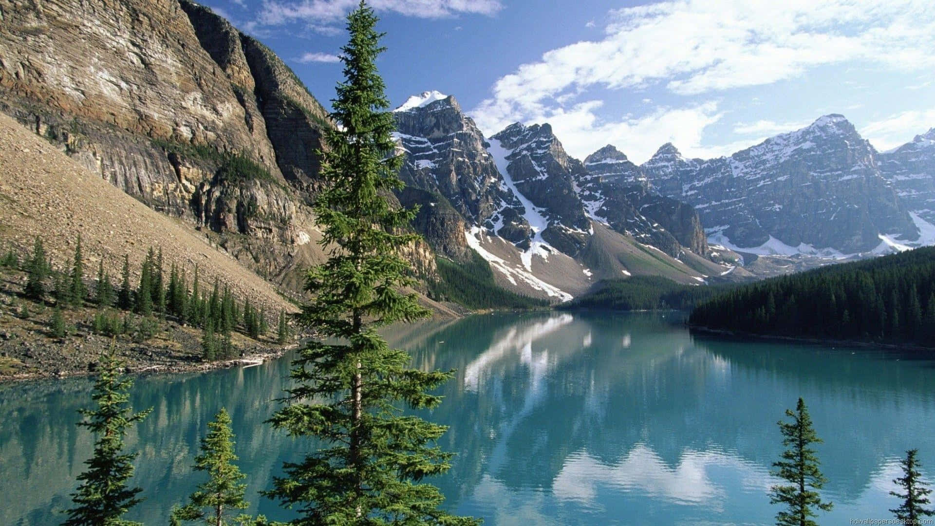 1920 x 1080 nature desktop, turquoise lake, snow-capped mountains, Full HD Desktop Wallpaper