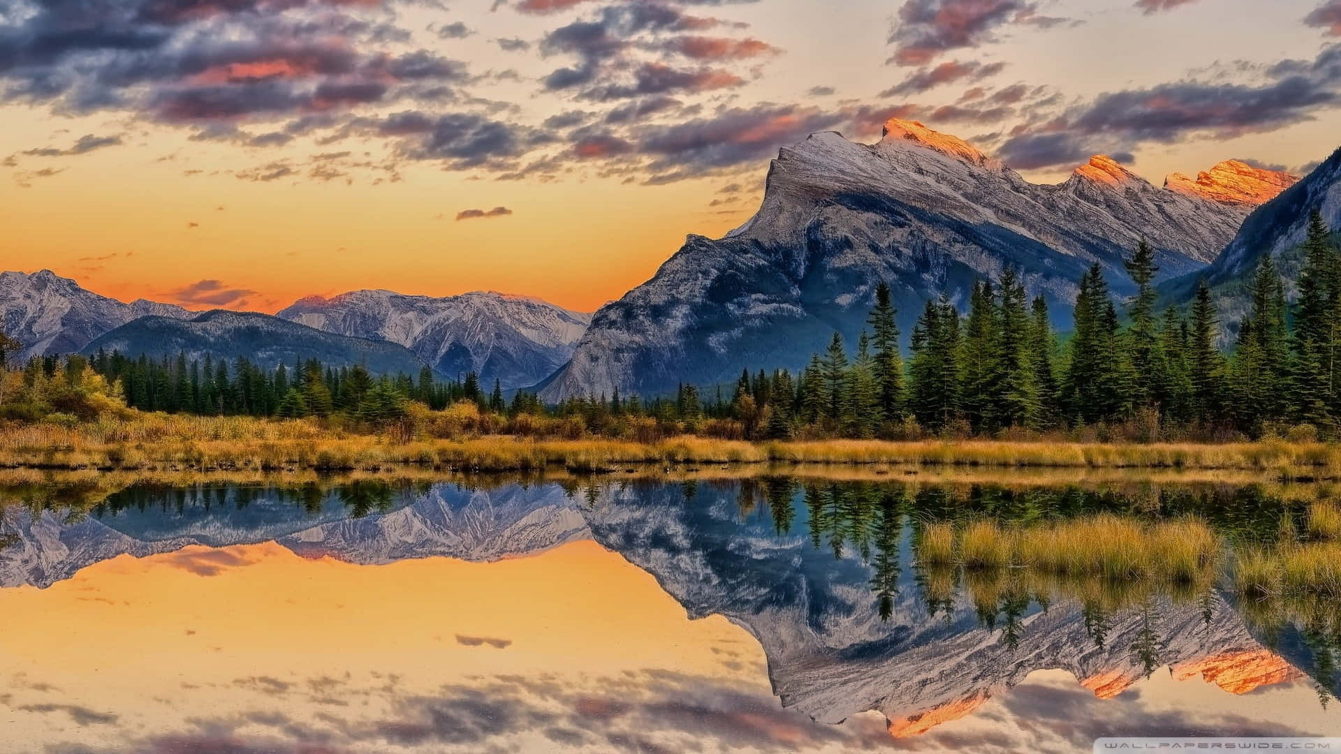 1920 x 1080 nature desktop, sunset, mountain peaks, Full HD Desktop Wallpaper