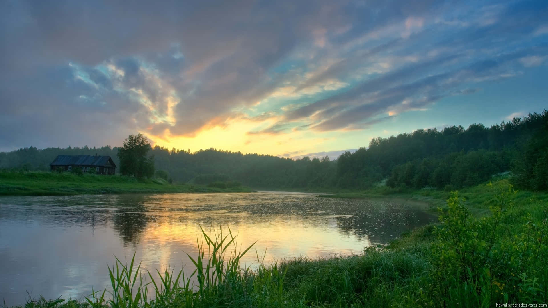 1920 x 1080, nature desktop, golden sunrise, Full HD Desktop Wallpaper