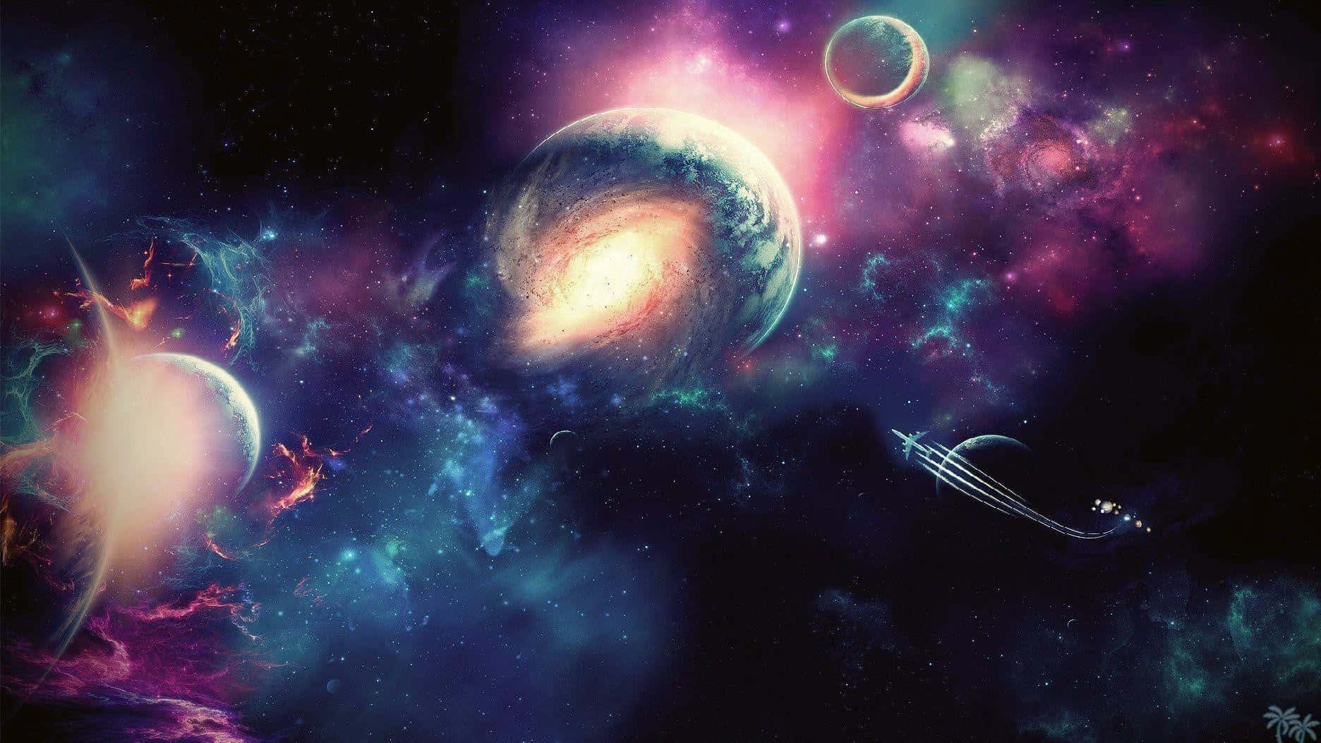1920 x 1080 nebula, cosmic nebulae, glowing planets, HD Desktop Wallpaper