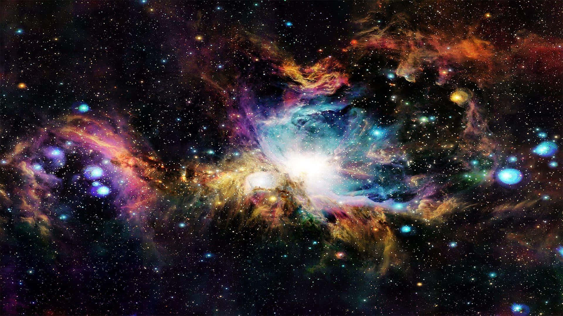 1920 X 1080 Nebula, purple orange and blue, cosmic nebula, Full HD Desktop Wallpaper