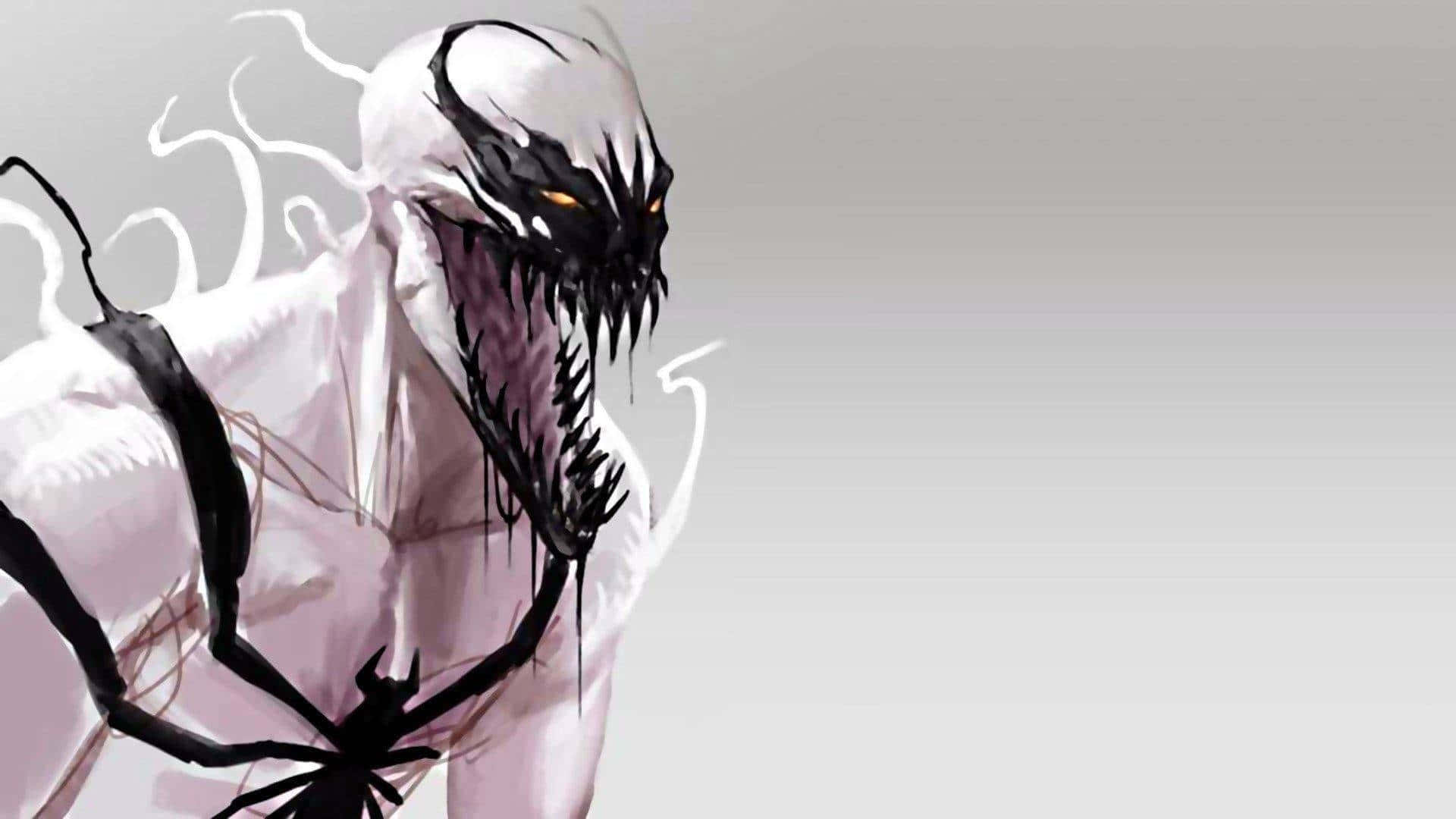 symbiote, white and black, glowing orange eyes, Full HD Desktop Wallpaper