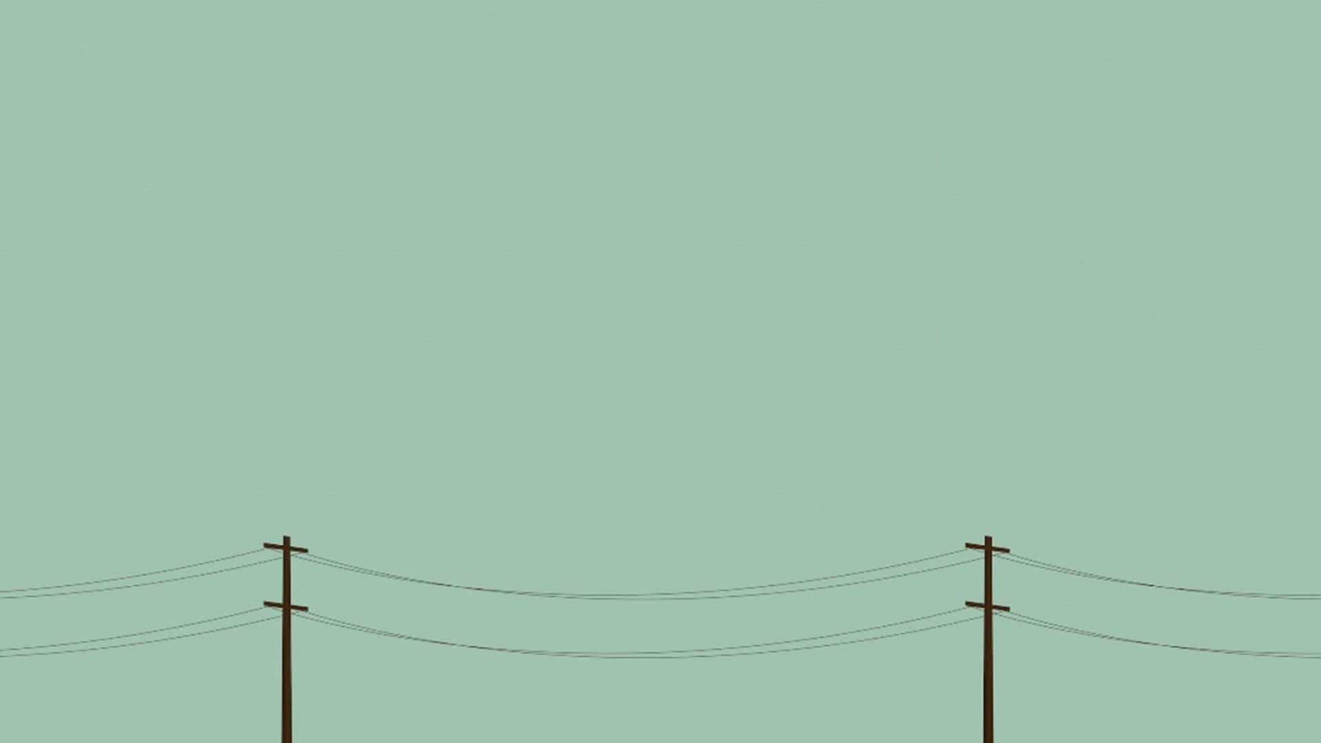 wooden utility poles, wires, solid mint green sky, Full HD Desktop Wallpaper