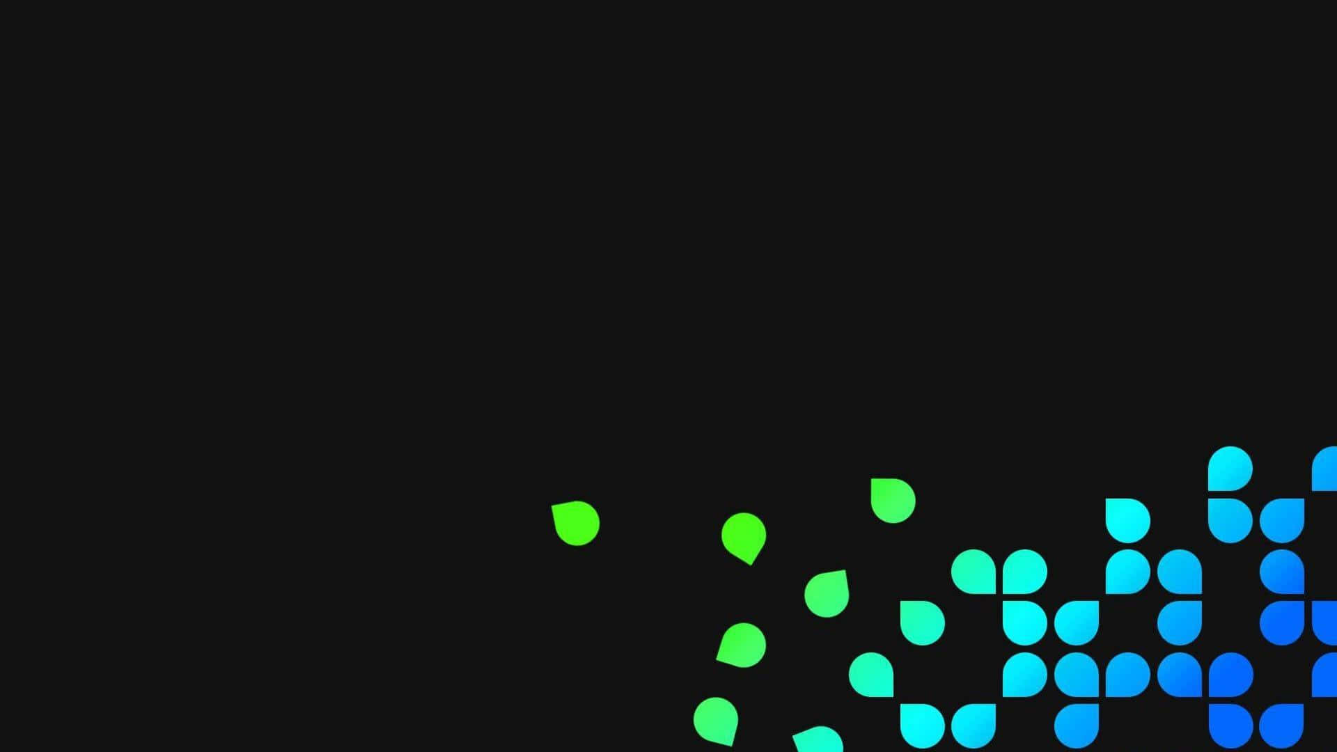 abstract digital pattern, glowing green and blue teardrop shapes, black background, Full HD Desktop Wallpaper
