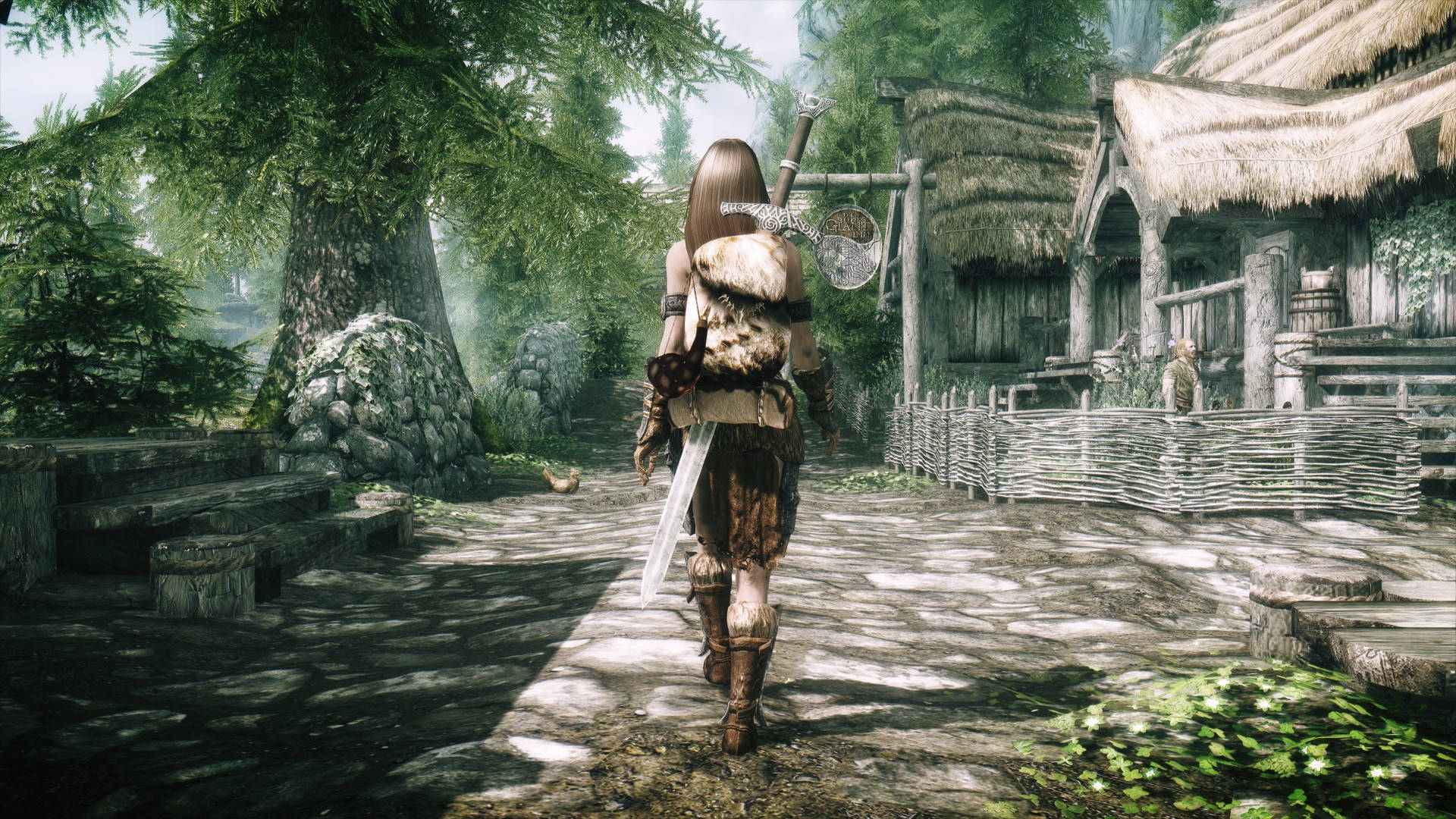 Skyrim, warrior, long hair, Full HD Desktop Wallpaper