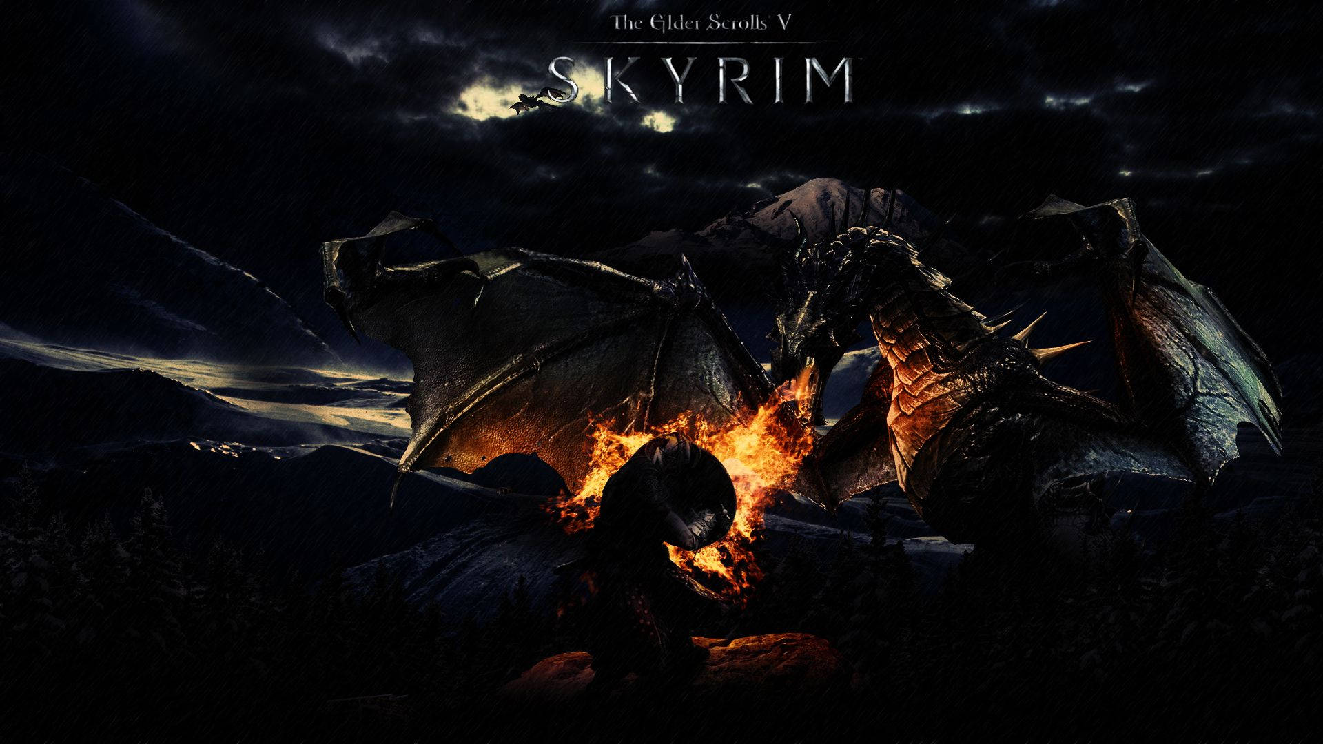 1920 x 1080 skyrim, dragon, glowing eyes, Full HD Desktop Wallpaper