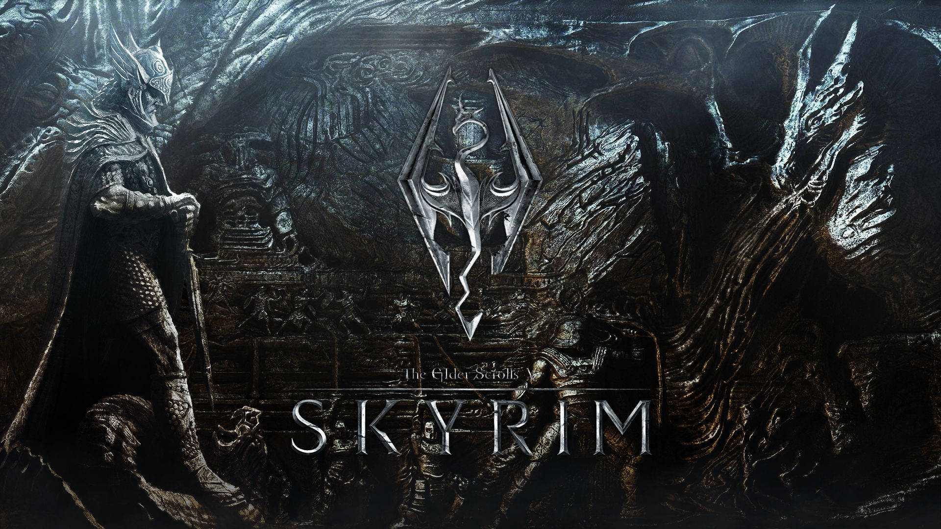Skyrim, dark fantasy warrior, ornate armor, Full HD Desktop Wallpaper