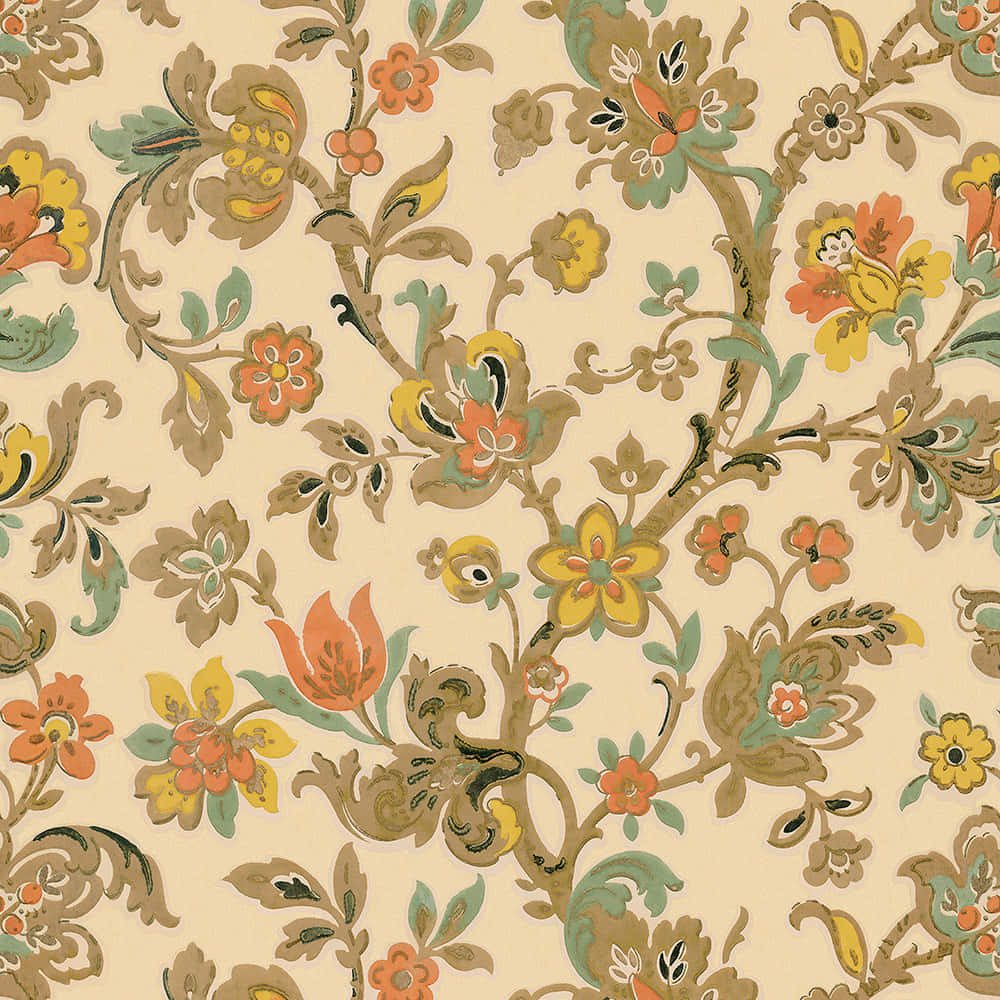 vintage floral pattern, swirling branches, blossoms, SD Desktop Wallpaper