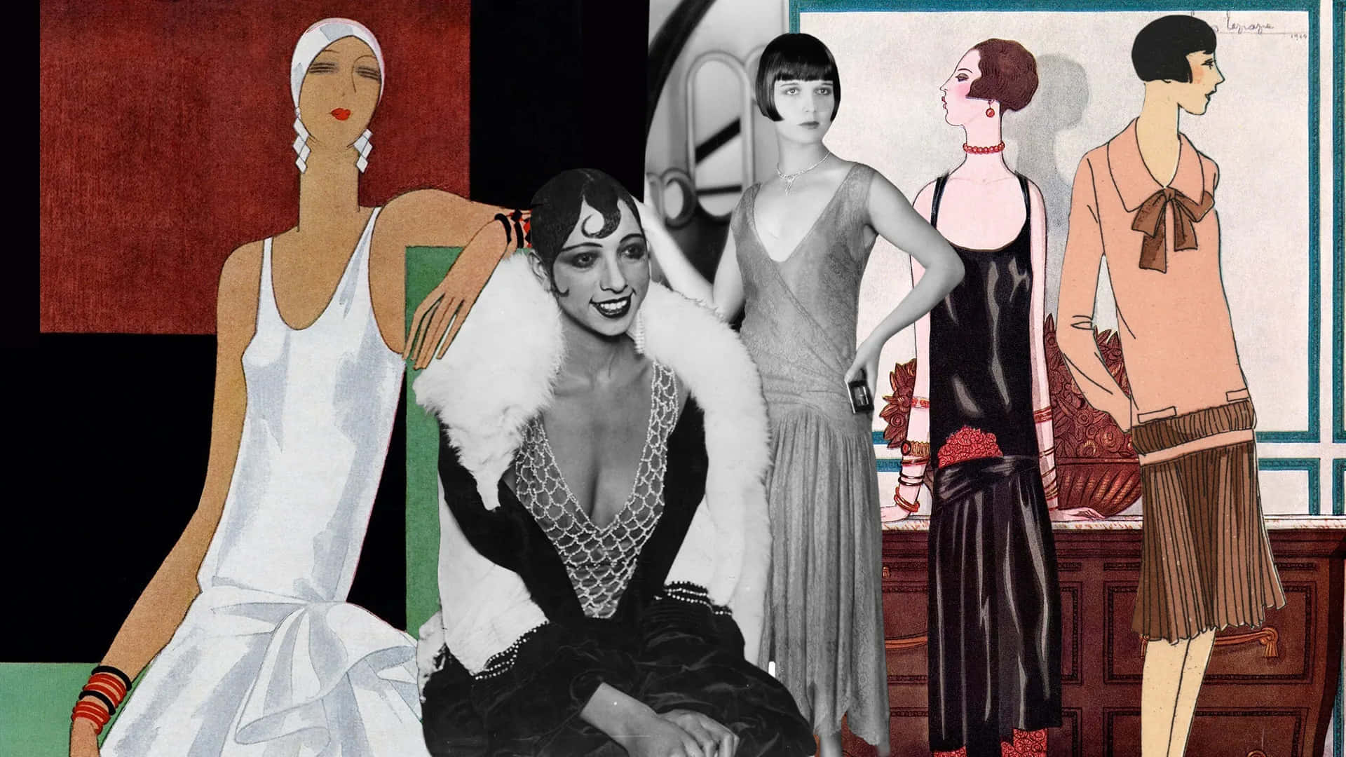 1920s, flapper fashion, glamorous dresses, Full HD Desktop Wallpaper