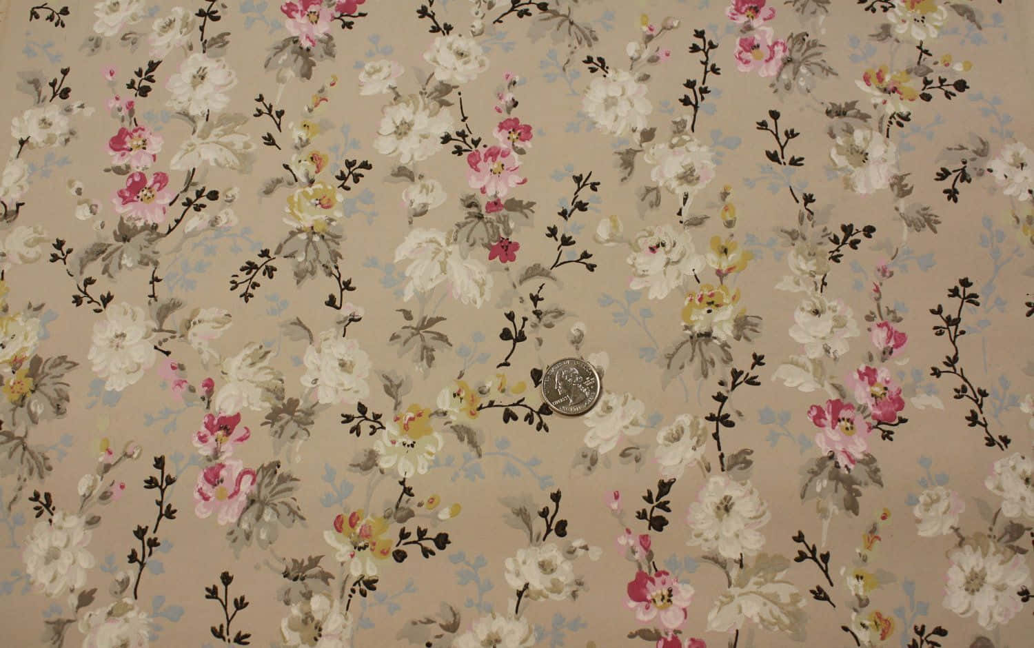 vintage floral fabric pattern, 1920s, beige, HD Desktop Wallpaper