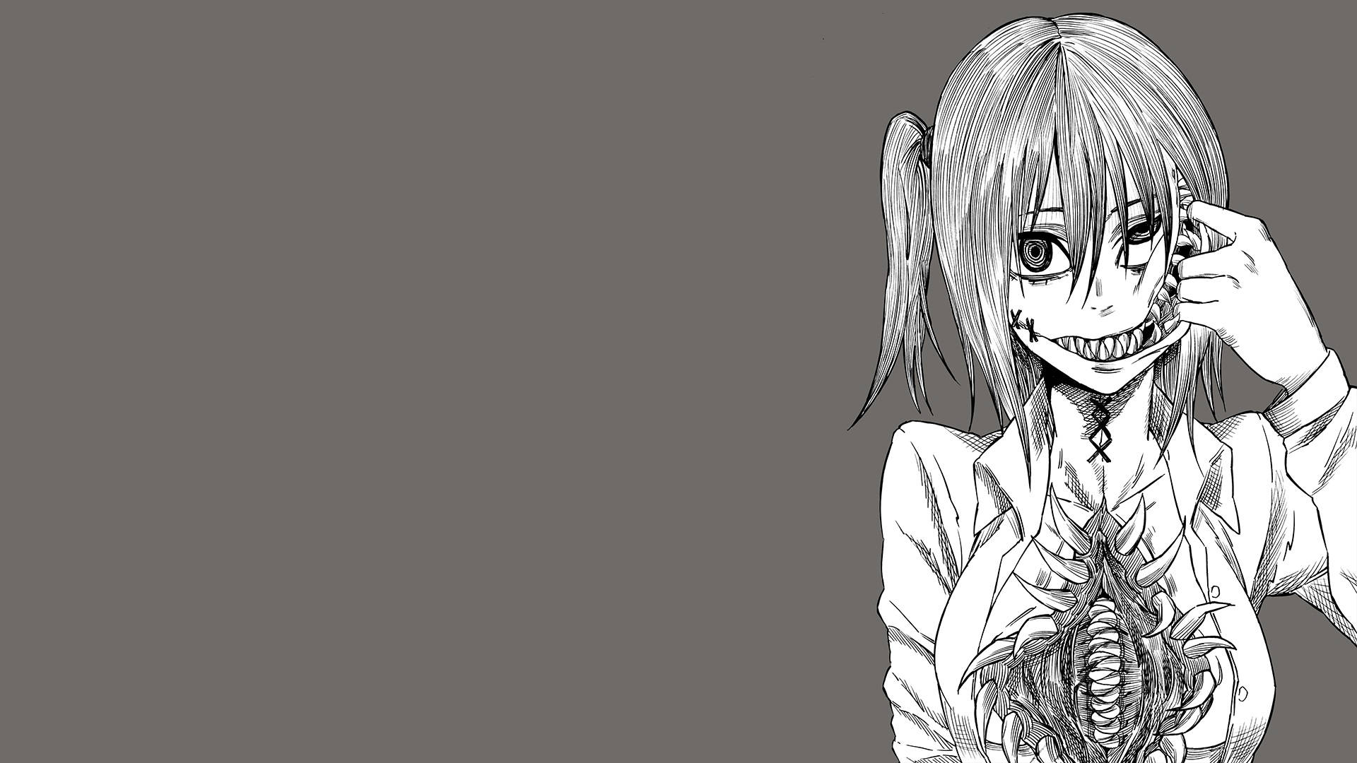 1920x1080 4K, horror anime girl, monochrome, Full HD Desktop Wallpaper