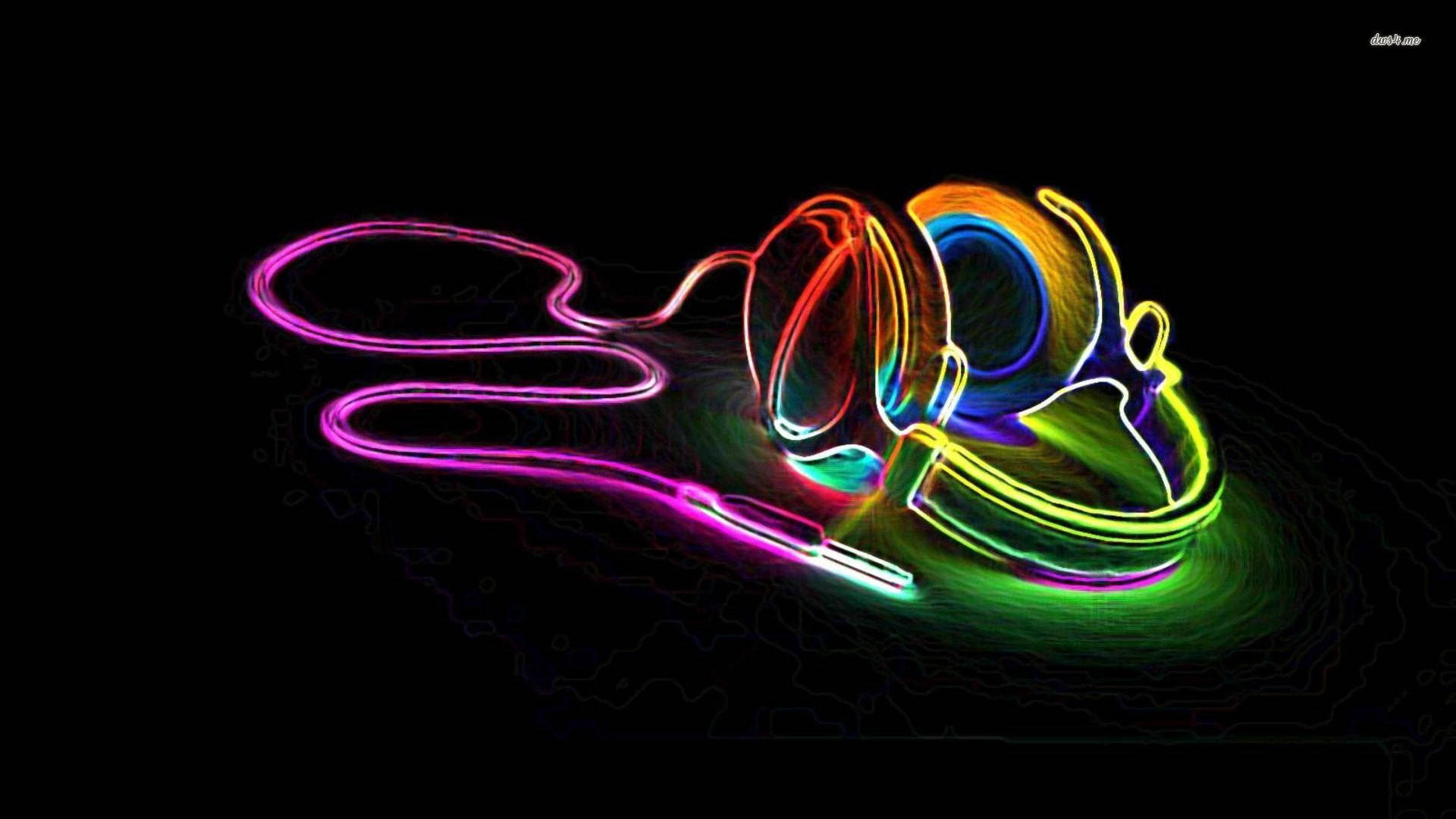 1920x1080 4K, colorful headphones, neon headphones, Full HD Desktop Wallpaper