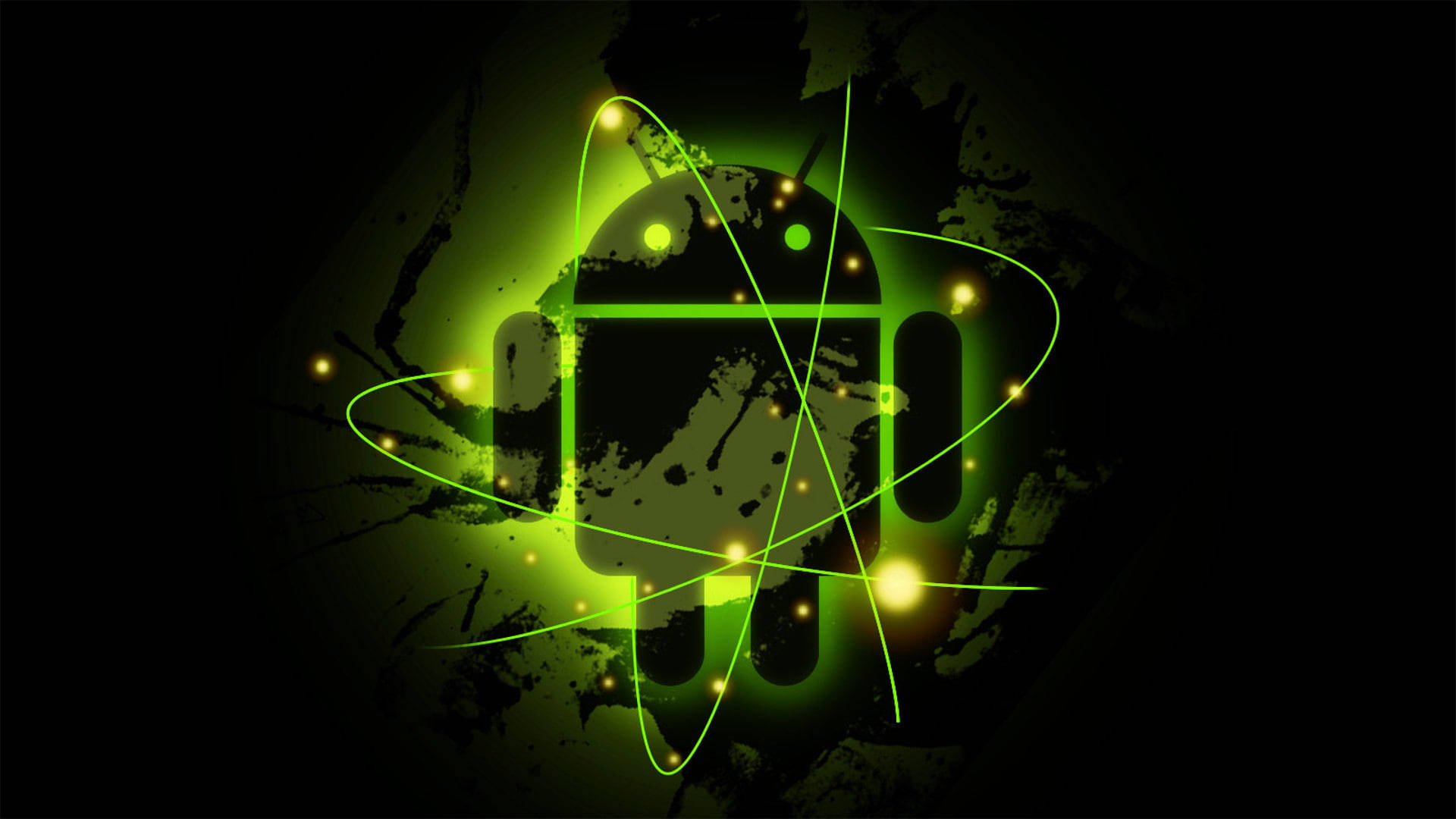 1920x1080 4K, Android robot icon, glowing green, Full HD Desktop Wallpaper