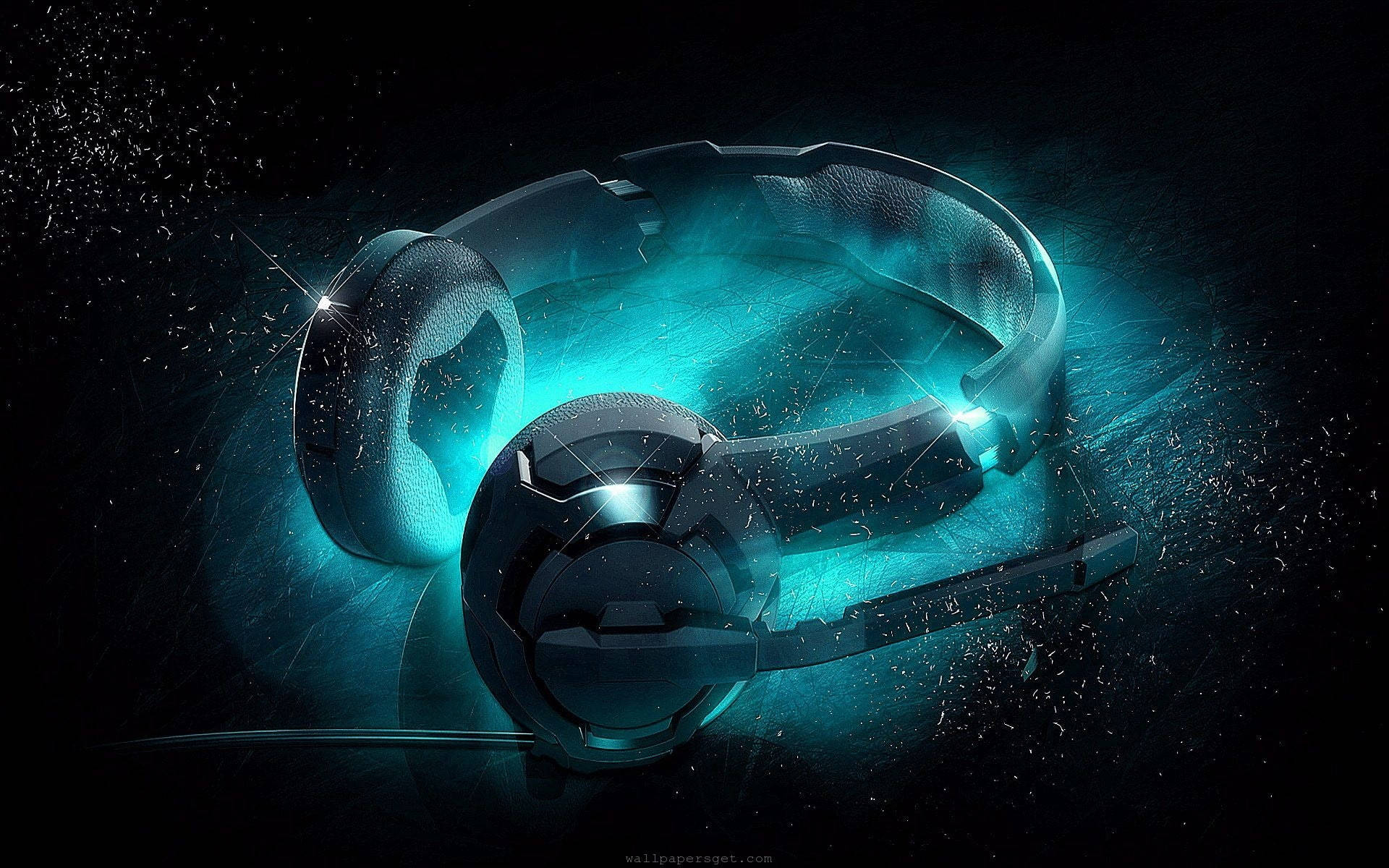 1920x1080 4K, glowing headphones, electric blue light, Full HD Desktop Wallpaper