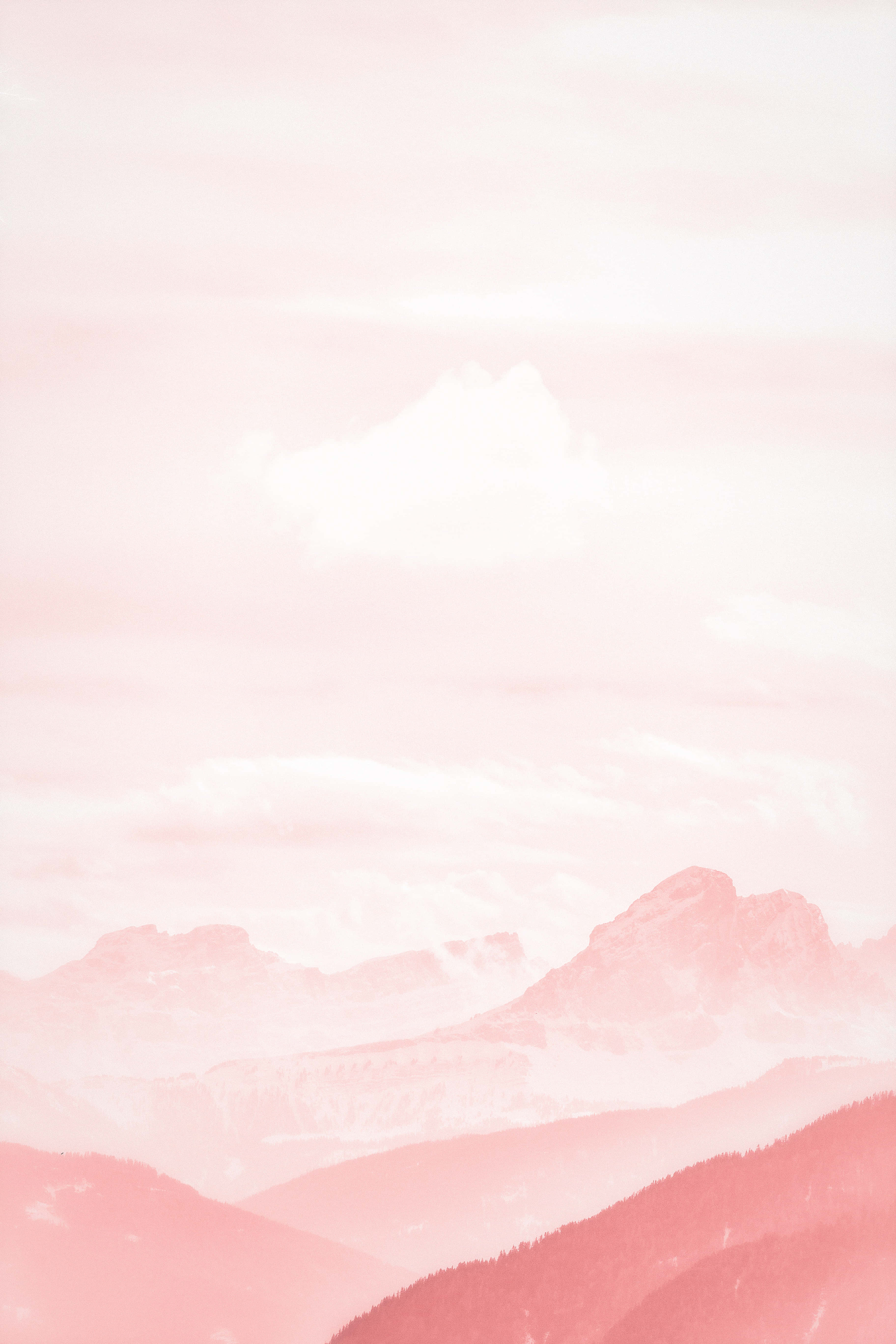 1920x1080 aesthetic, dusky sky, soft pink mountains, 5K Phone Wallpaper
