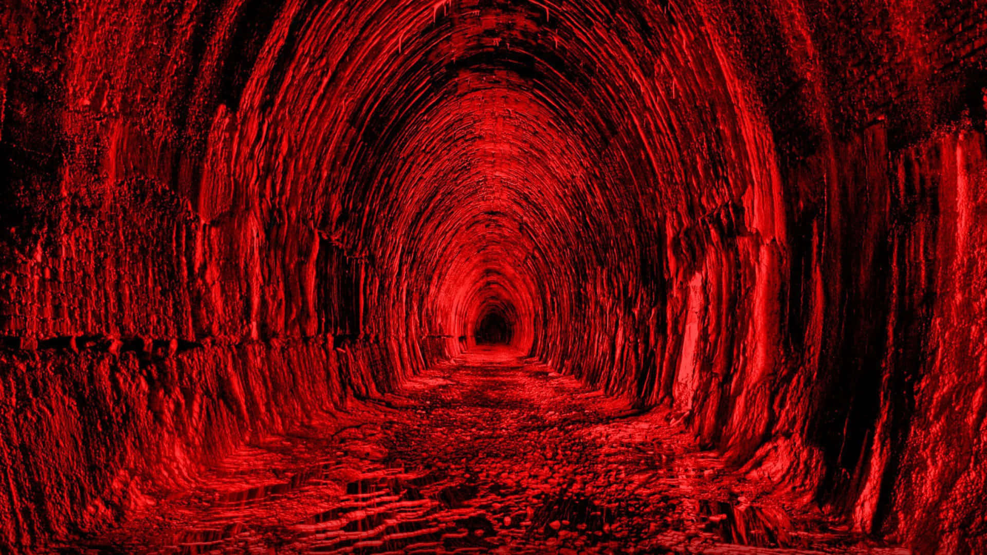 1920x1080 aesthetic, stone tunnel, eerie red light, Full HD Desktop Wallpaper