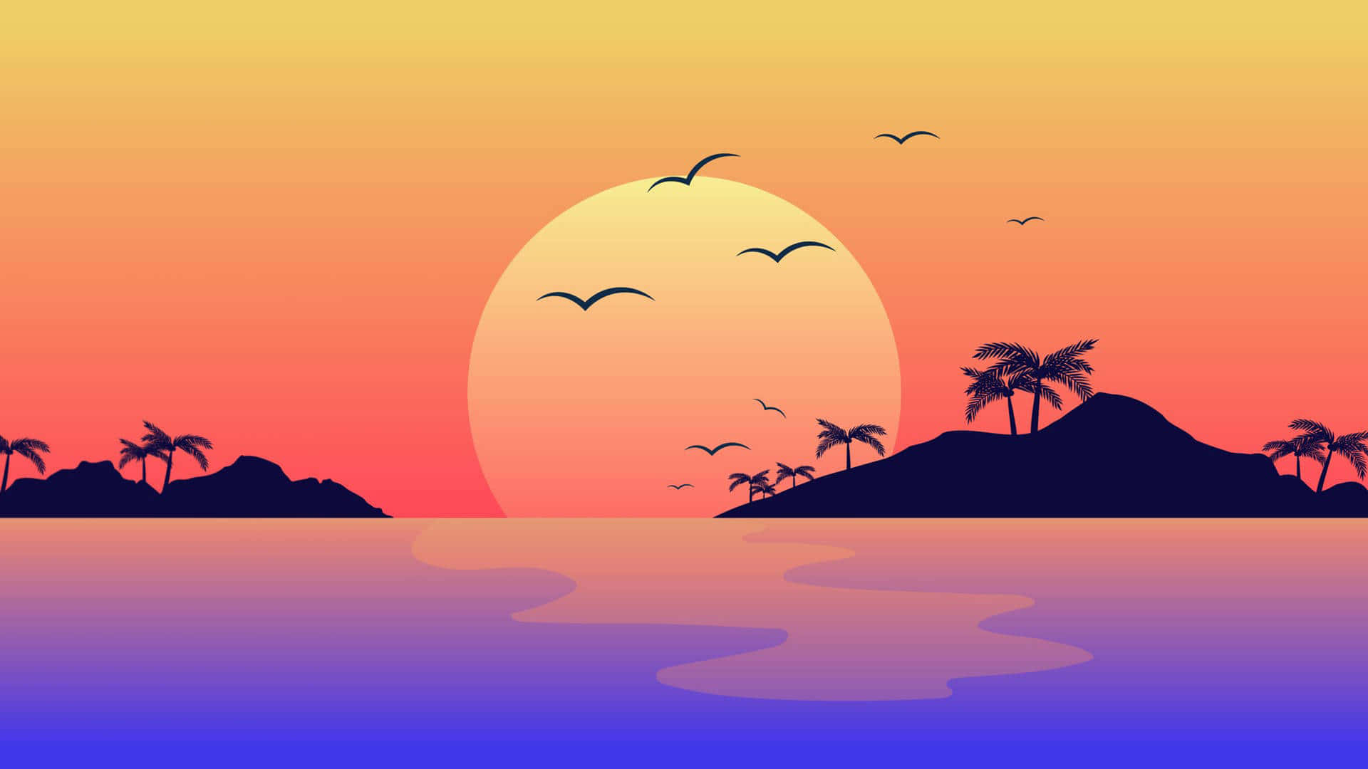 Dreamy Blue Aesthetic, tropical islands, palm trees, Full HD Desktop Wallpaper