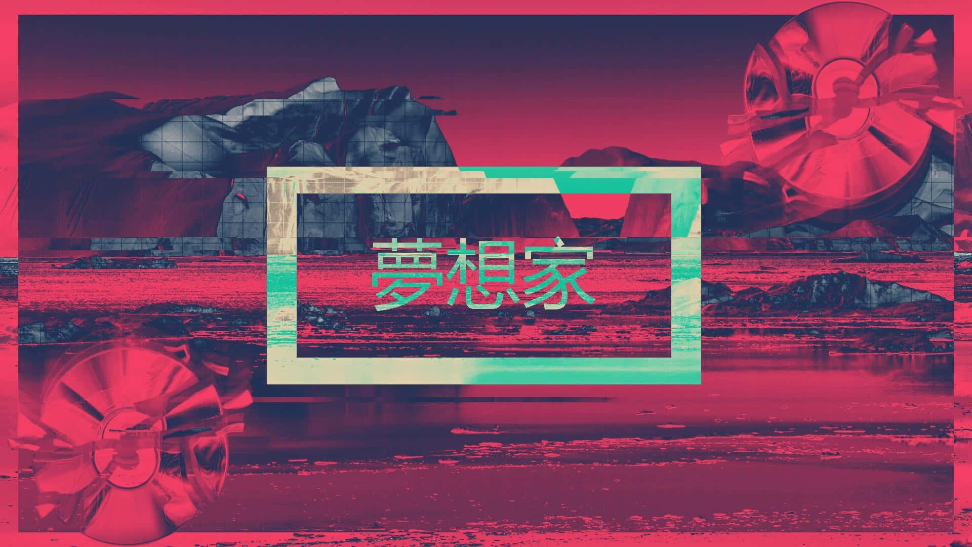 1920x1080 aesthetic, pink and teal hues, Chinese characters 想家, Full HD Desktop Wallpaper