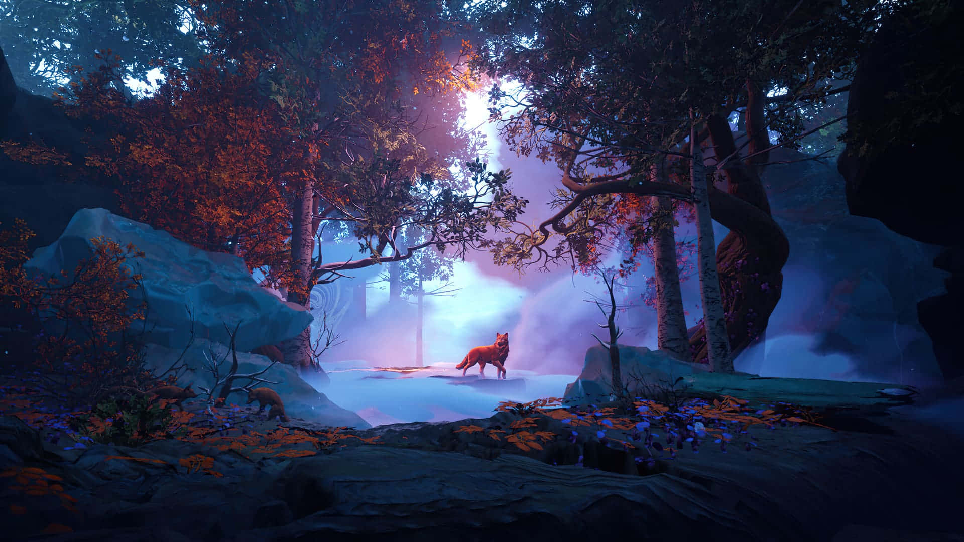 1920x1080 AMOLED, vibrant abstract illustration, mystical forest clearing, Full HD Desktop Wallpaper