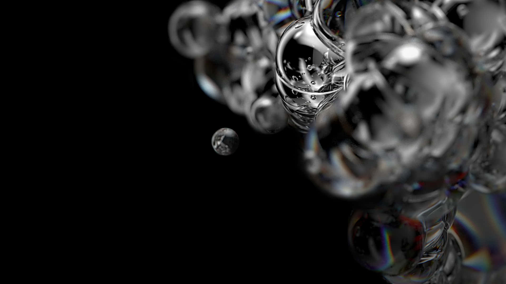 1920x1080 Amoled, transparent bubbles, stark black background, Full HD Desktop Wallpaper