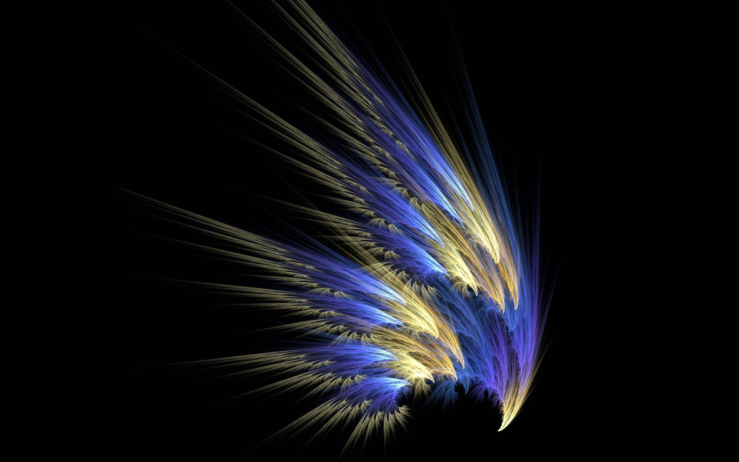 blue, yellow, black background, 2K Desktop Wallpaper