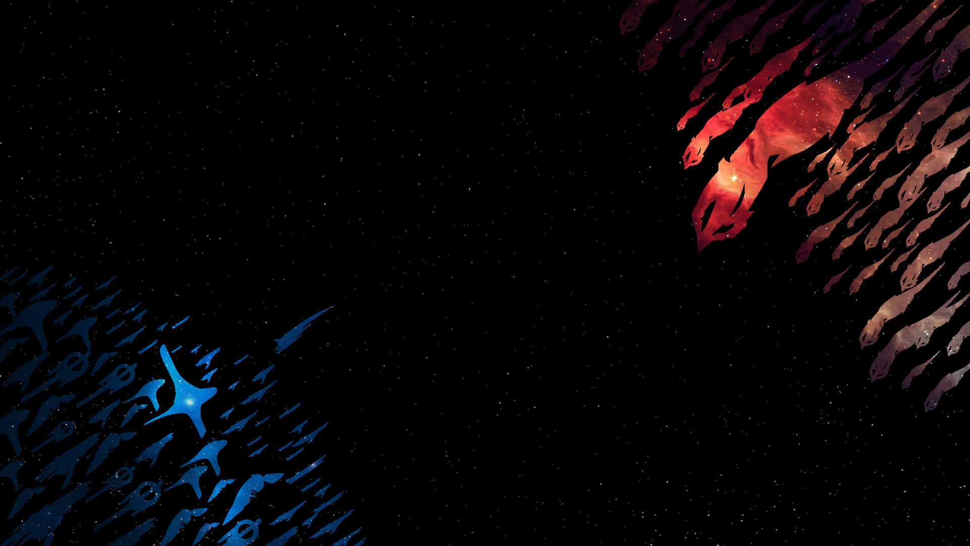 1920x1080 amoled, blue starship, fiery red nebula, Full HD Desktop Wallpaper