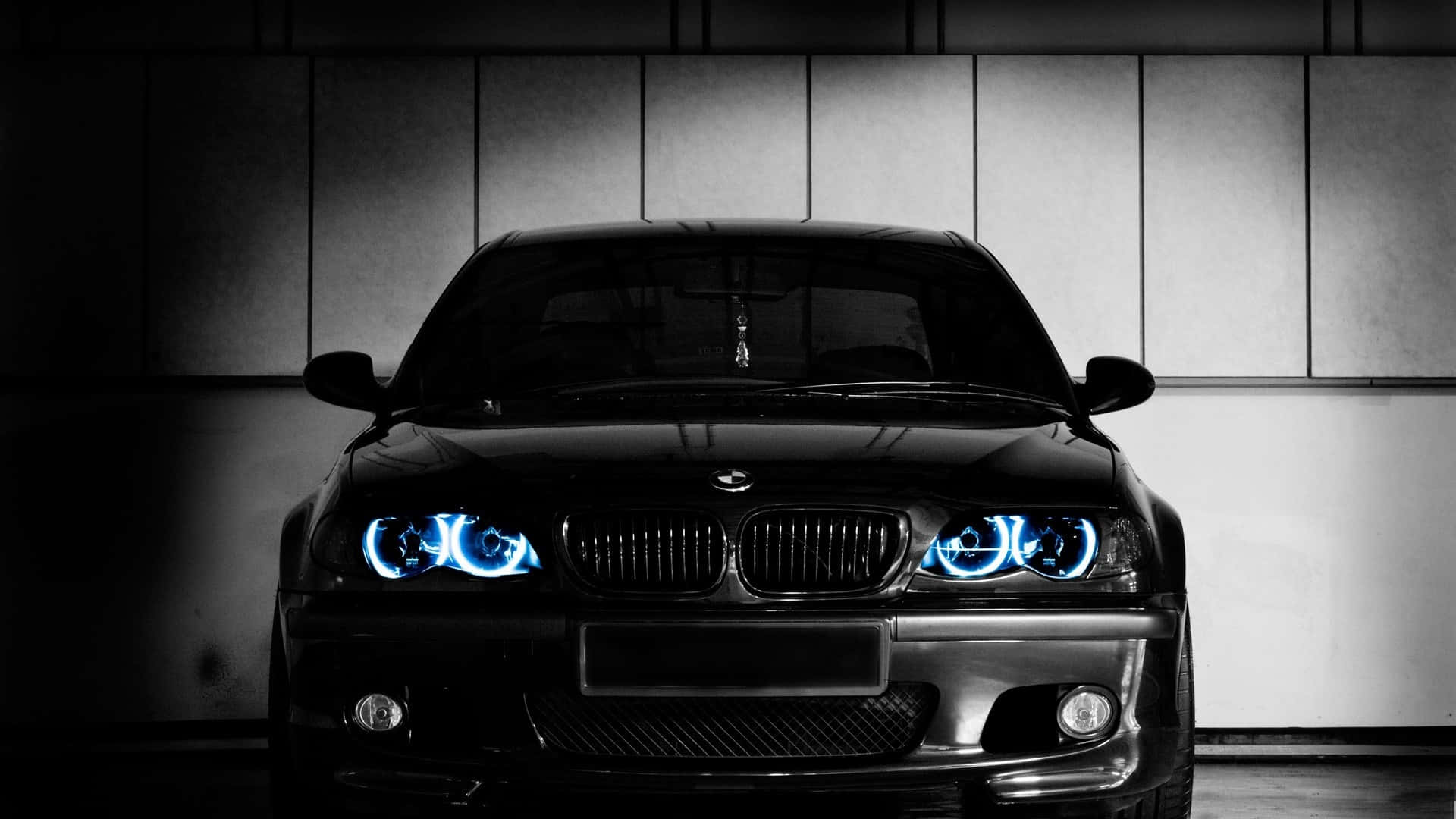 BMW, black, blue headlights, Full HD Desktop Wallpaper