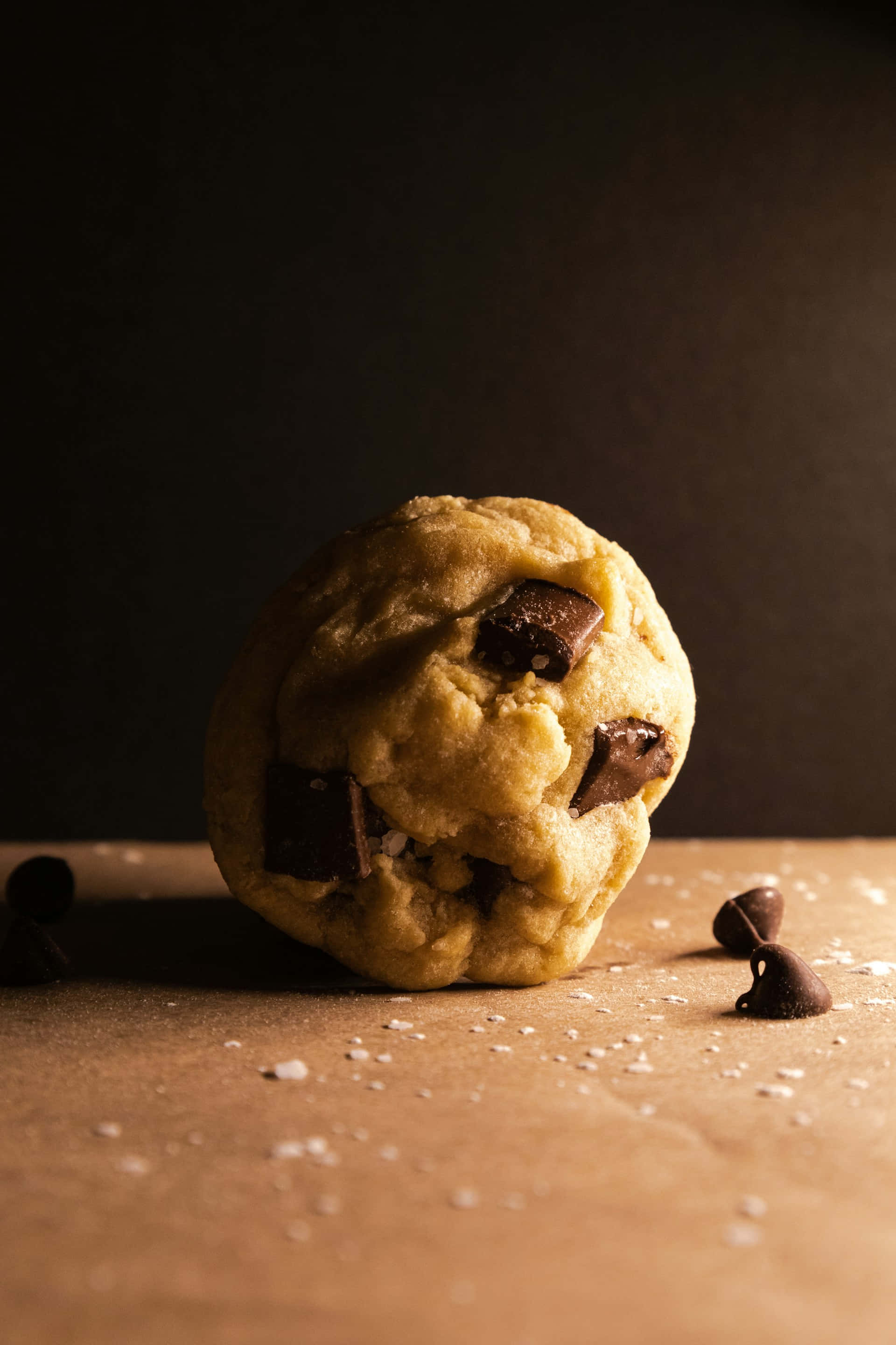 gourmet chocolate chip cookie, parchment paper, chocolate chips, 2K Phone Wallpaper