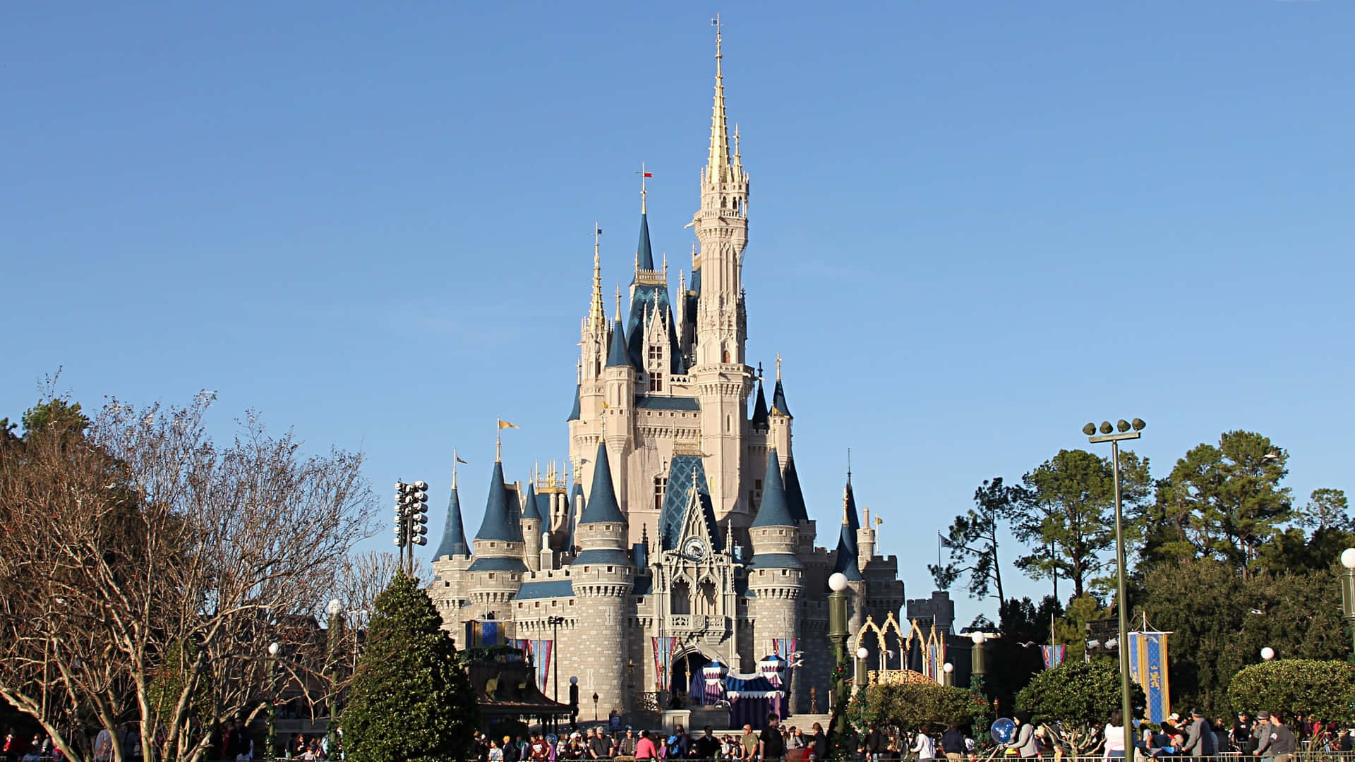 Disney, fairytale castle, blue spires, Full HD Desktop Wallpaper