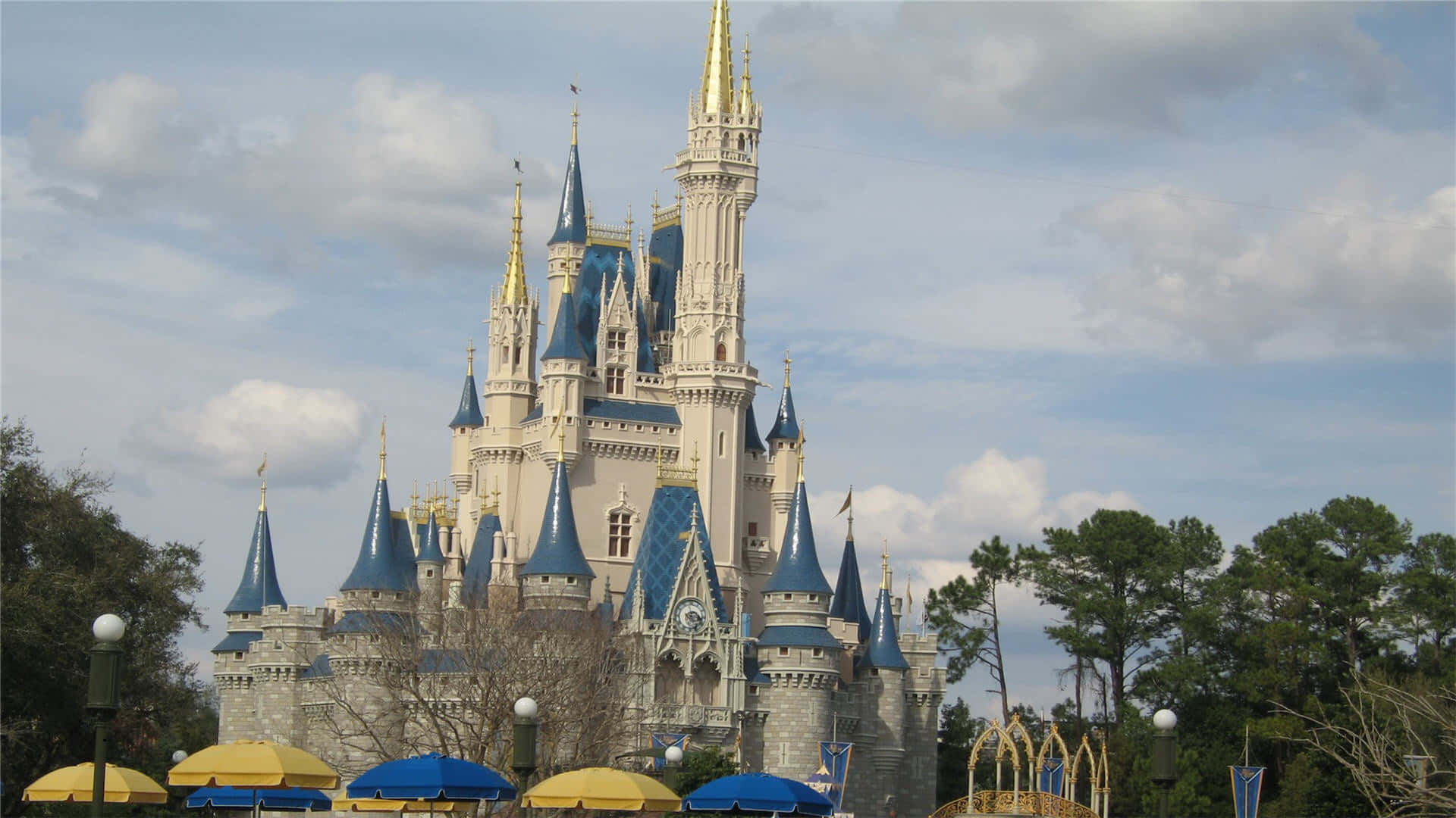 Disney, fairytale castle, blue roofs, Full HD Desktop Wallpaper