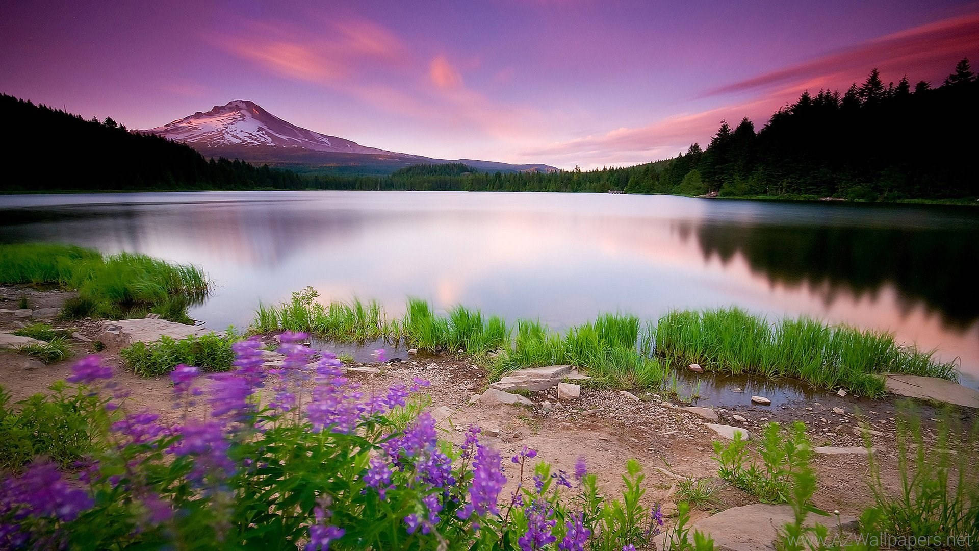 1920x1080 Full HD Nature, clear lake, snowcapped mountain, Full HD Desktop Wallpaper