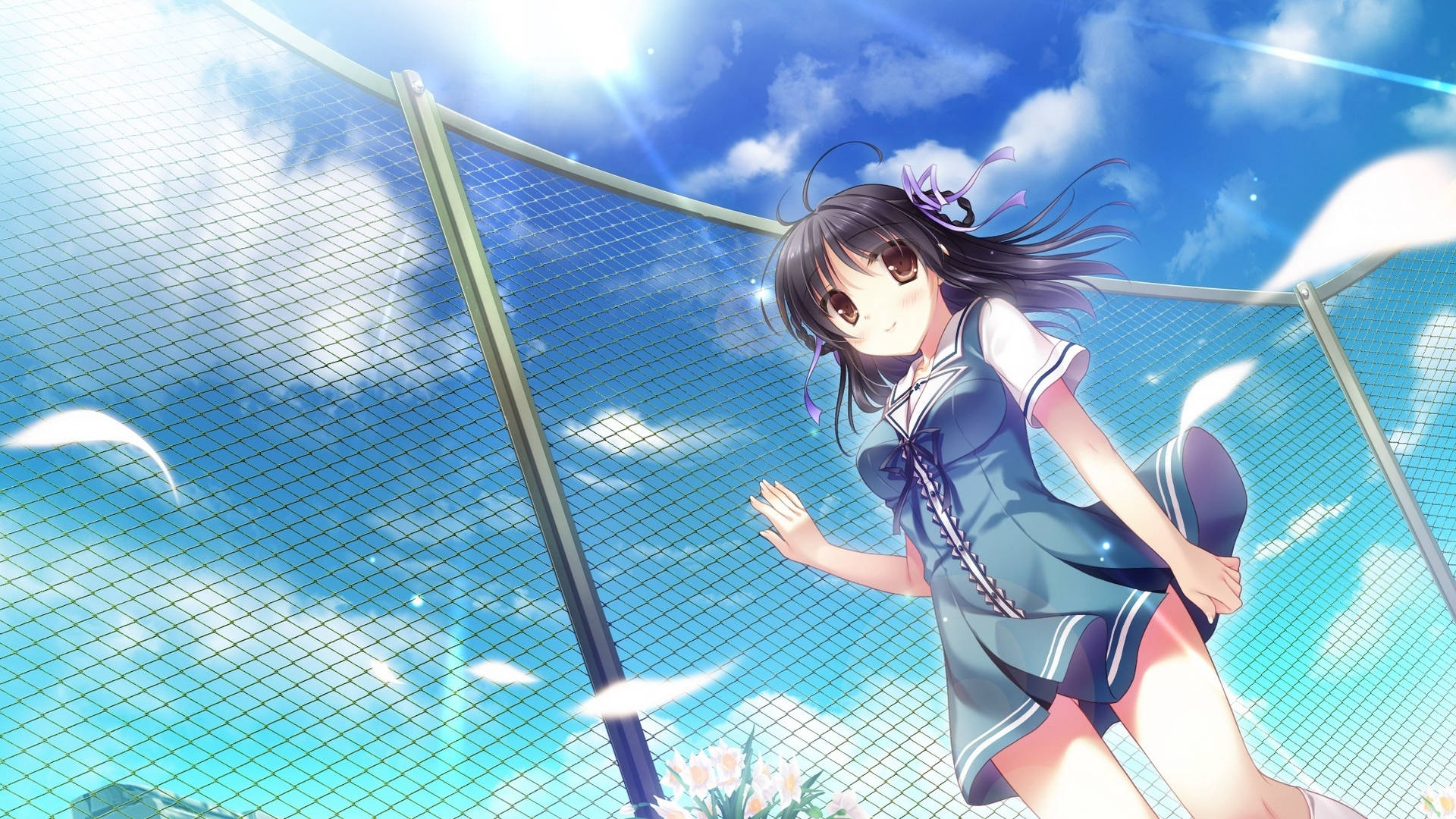 1920x1080 Full HD, anime girl, blue school uniform, Full HD Desktop Wallpaper