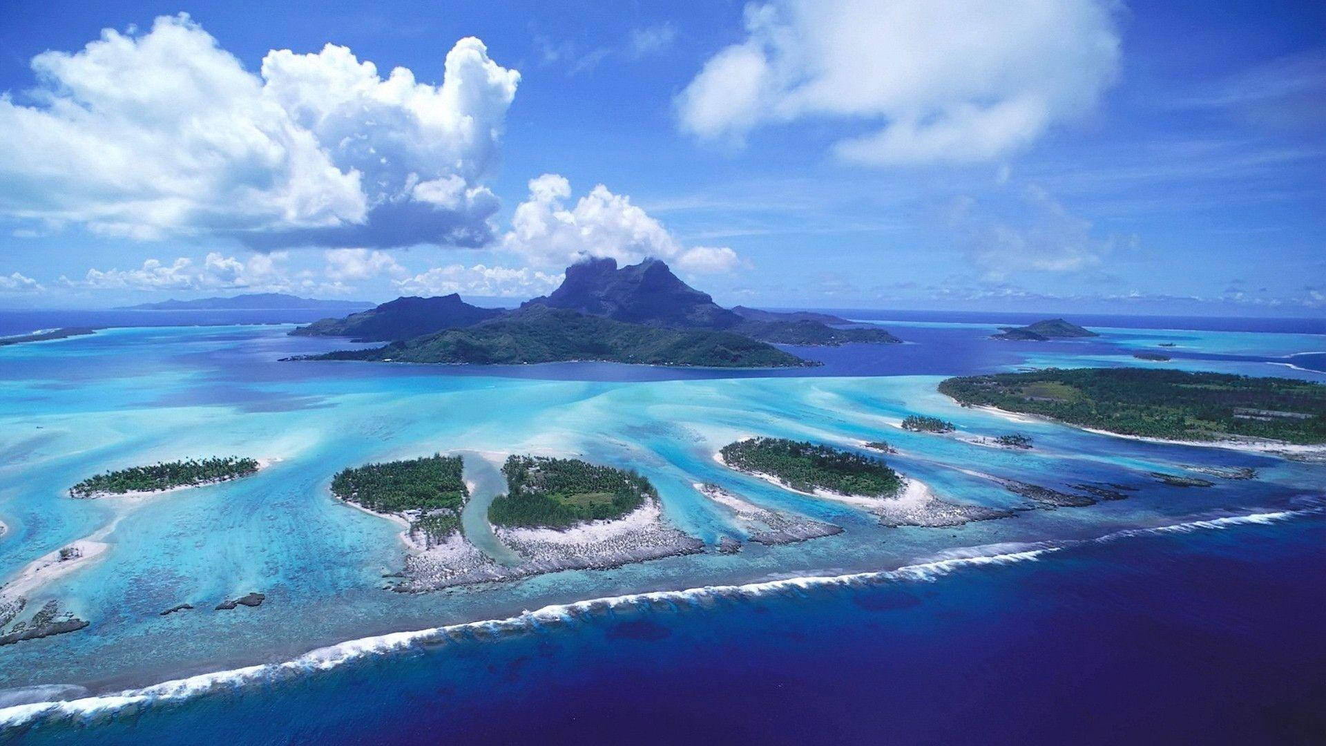 1920x1080 Full HD, turquoise lagoons, lush green islands, Full HD Desktop Wallpaper