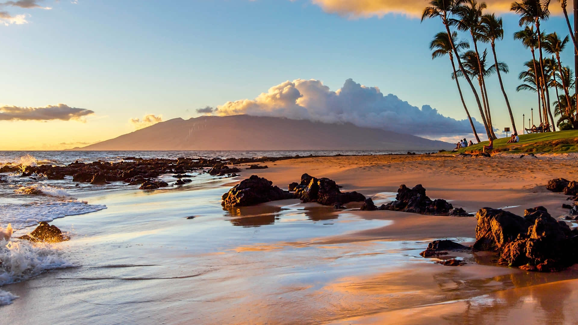 1920x1080 HD Beach, sunset, tropical beach, Full HD Desktop Wallpaper