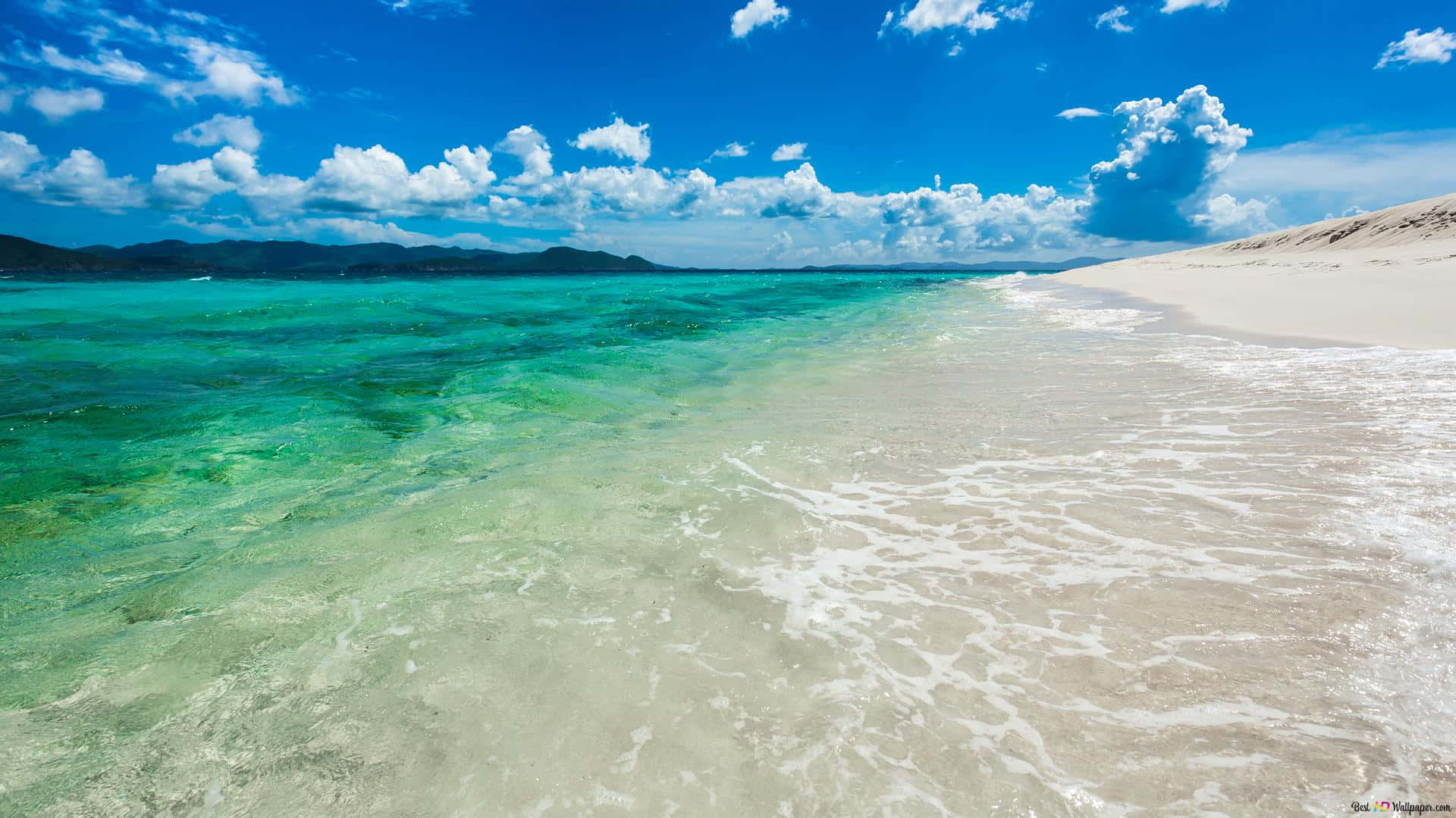 1920x1080 HD Beach, turquoise waters, white sandy beach, Full HD Desktop Wallpaper