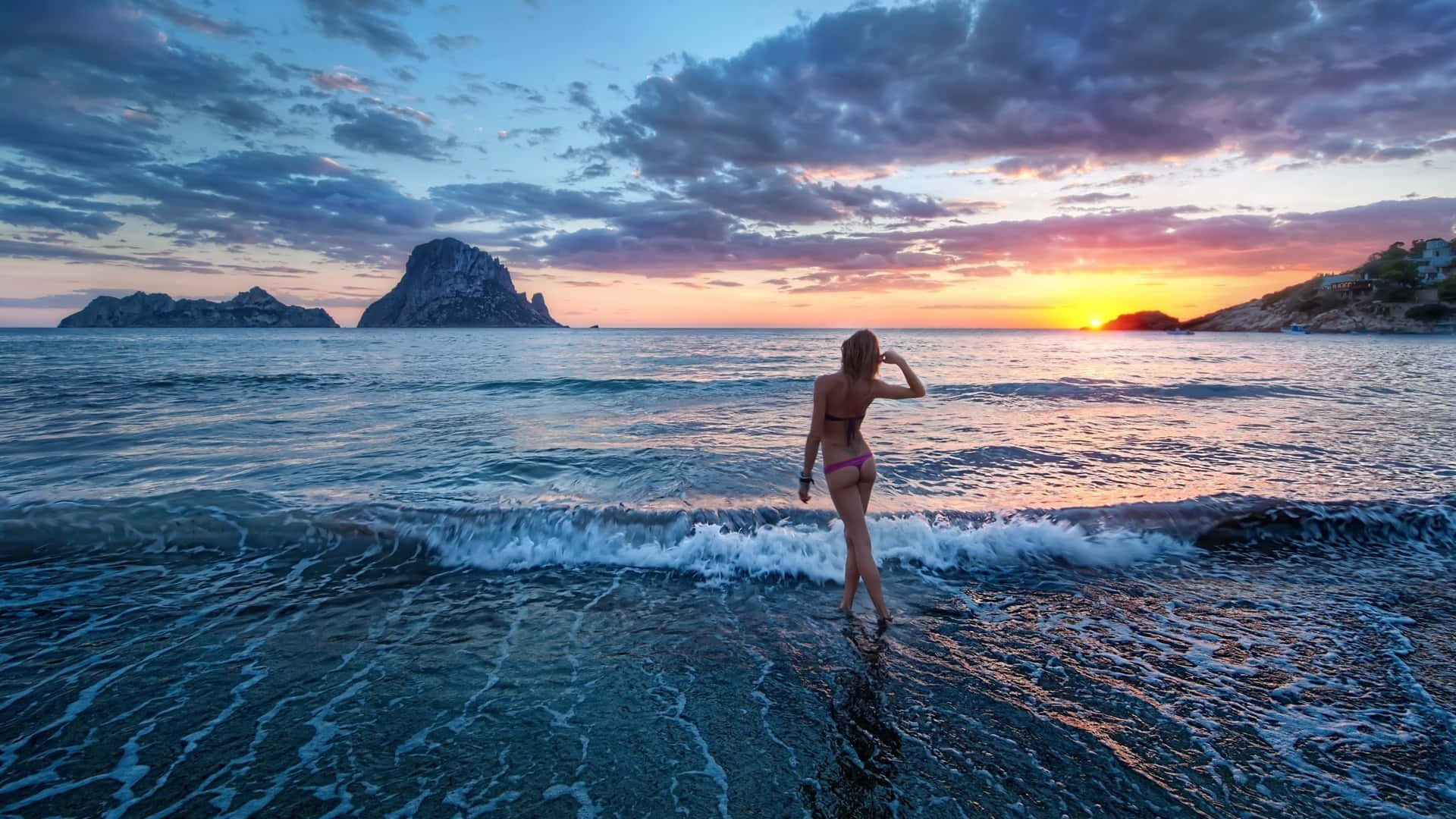 1920x1080 HD Beach, bikini, shoreline, Full HD Desktop Wallpaper