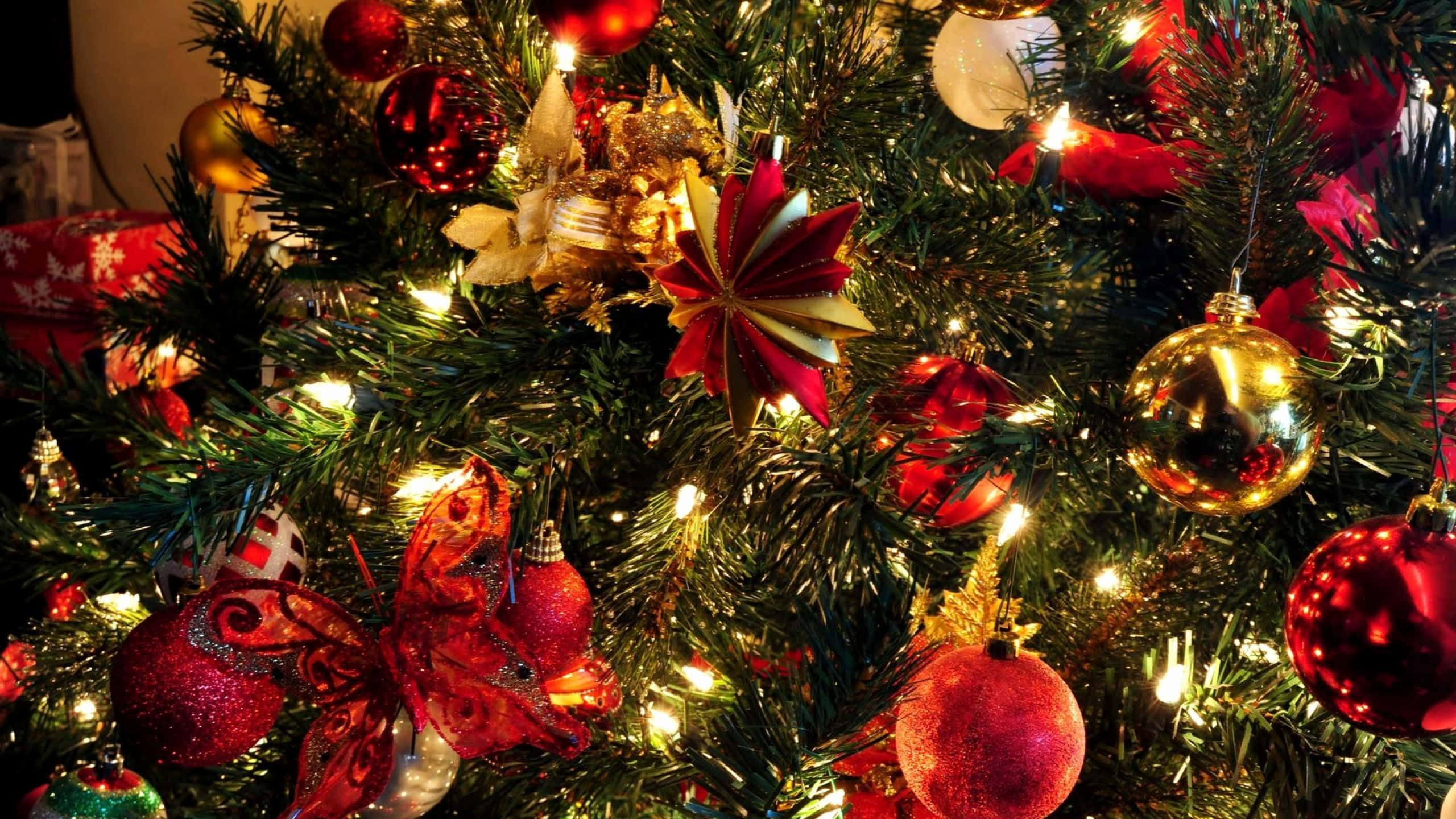1920x1080 HD Christmas, Christmas tree, warm lights, 2K Desktop Wallpaper