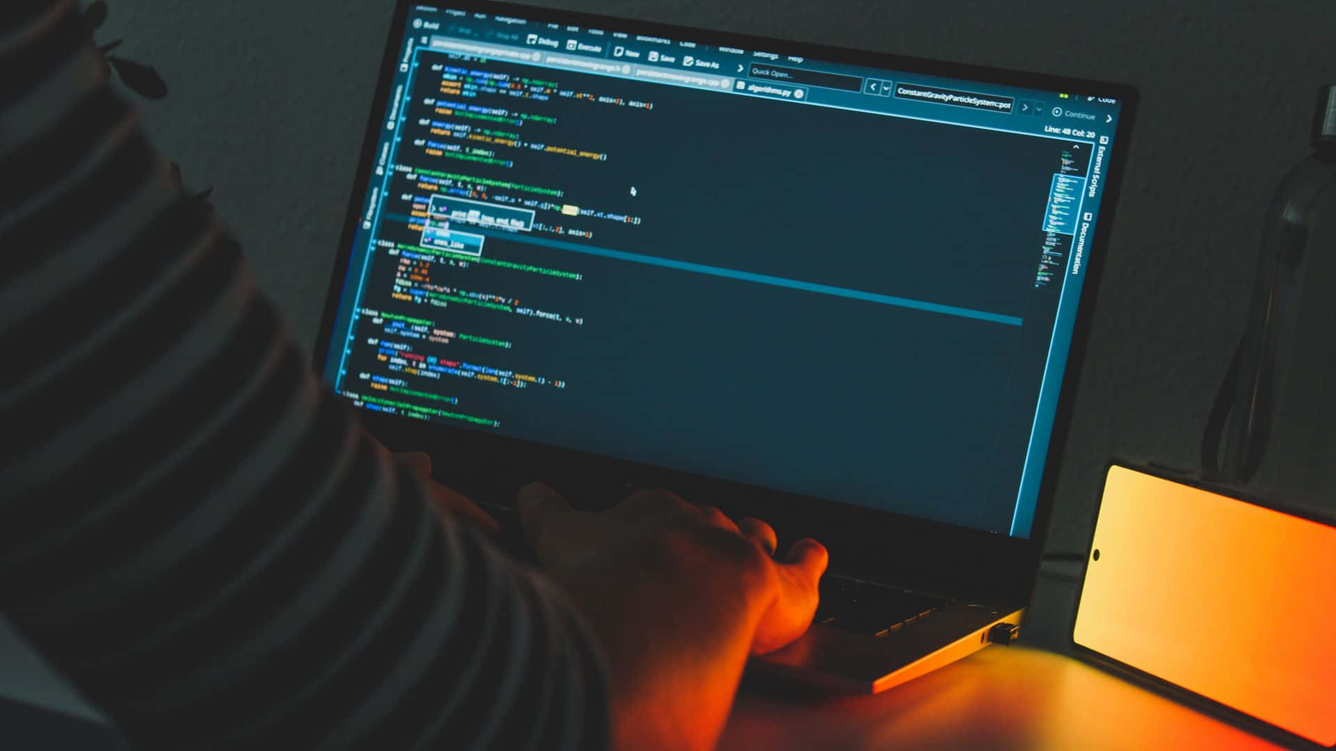 1920x1080 HD Coding, striped shirt, laptop, Full HD Desktop Wallpaper