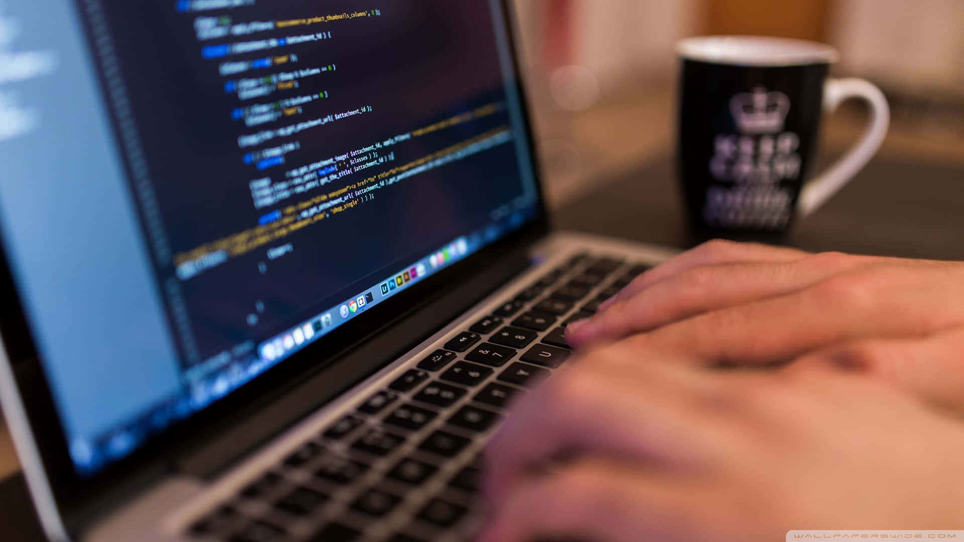 1920x1080 HD Coding, laptop keyboard, code, Full HD Desktop Wallpaper