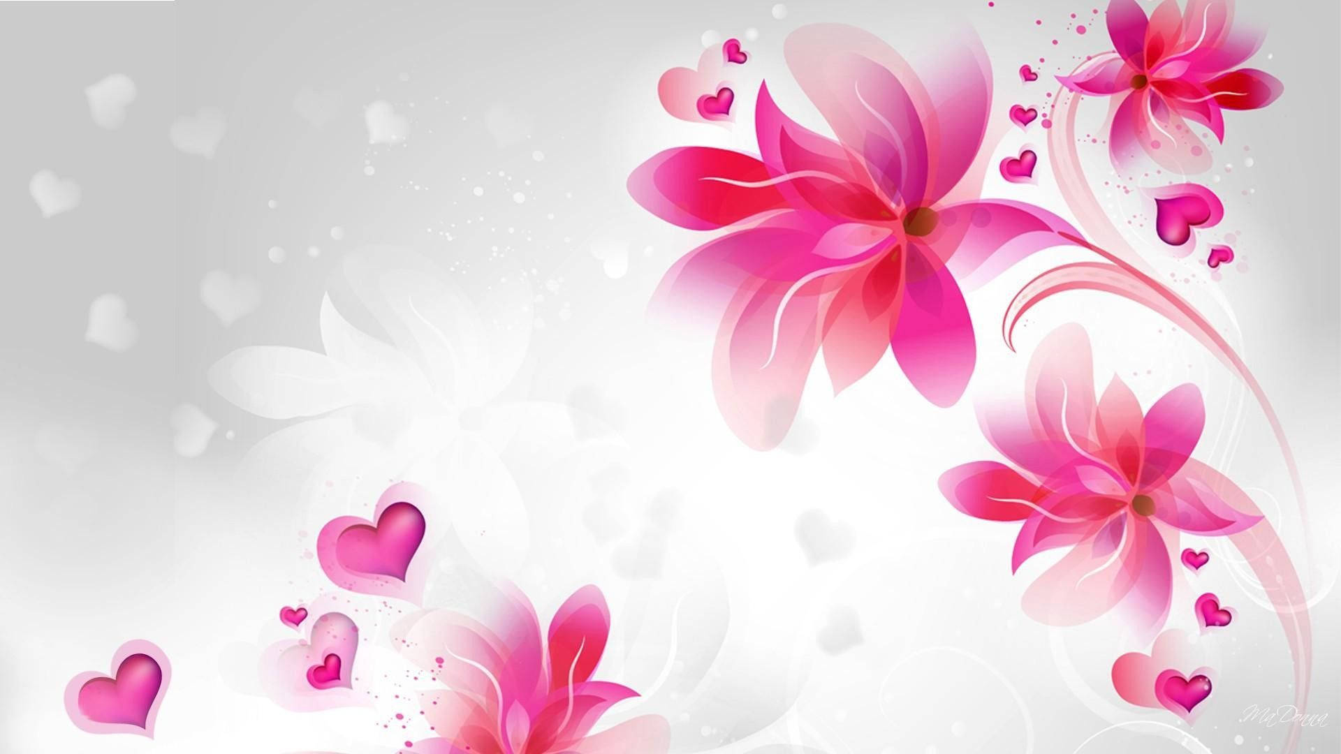 1920x1080 HD Flower, vibrant pink flowers, hearts, Full HD Desktop Wallpaper