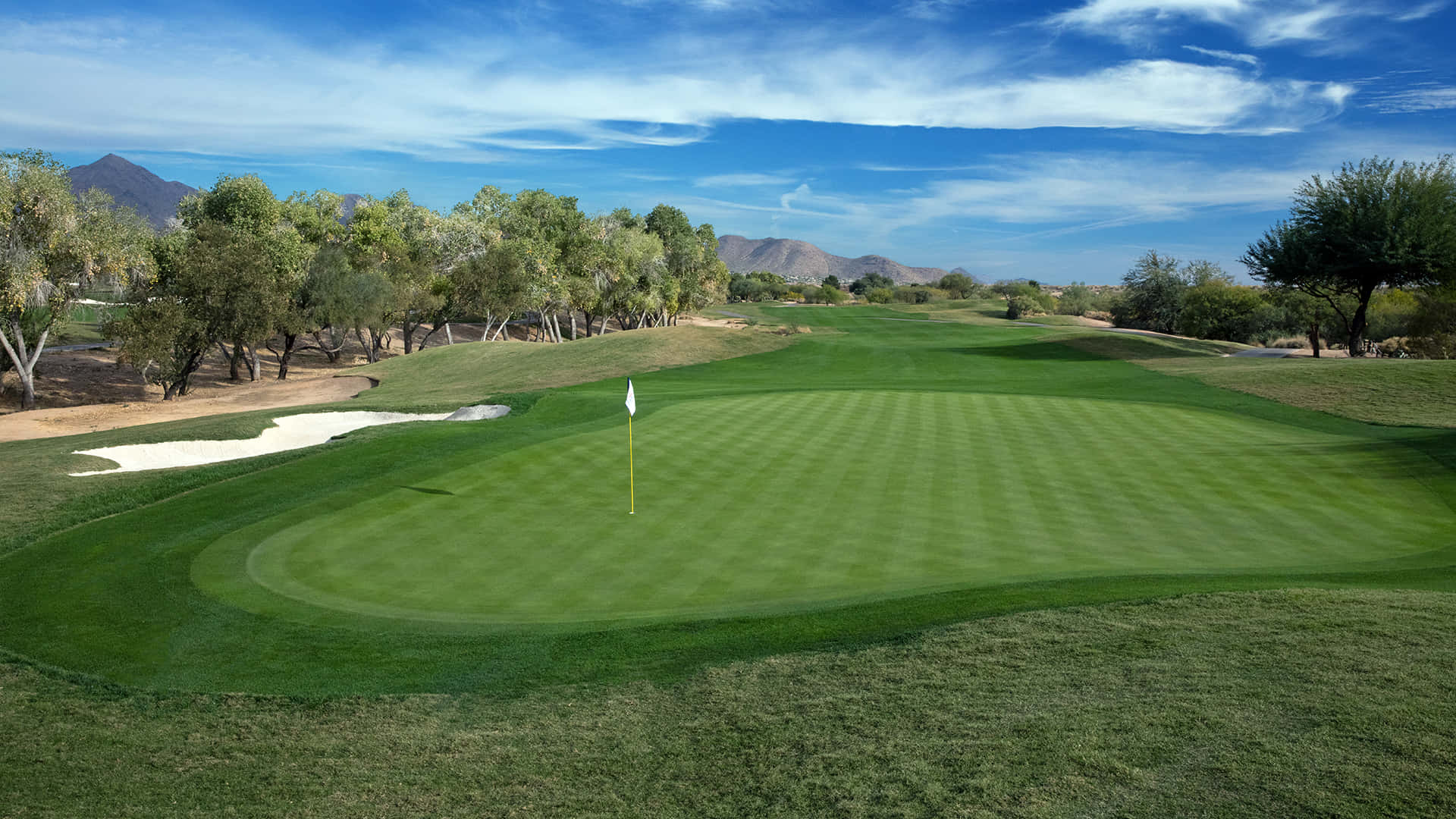 1920x1080 HD Golf, golf green, white flag, Full HD Desktop Wallpaper