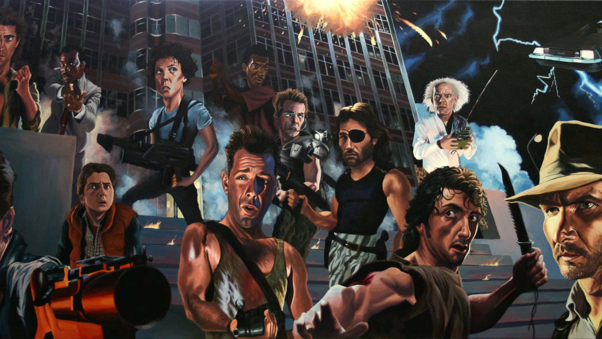 1920x1080 HD Movie, action movie heroes, chaotic urban battlefield, Full HD Desktop Wallpaper
