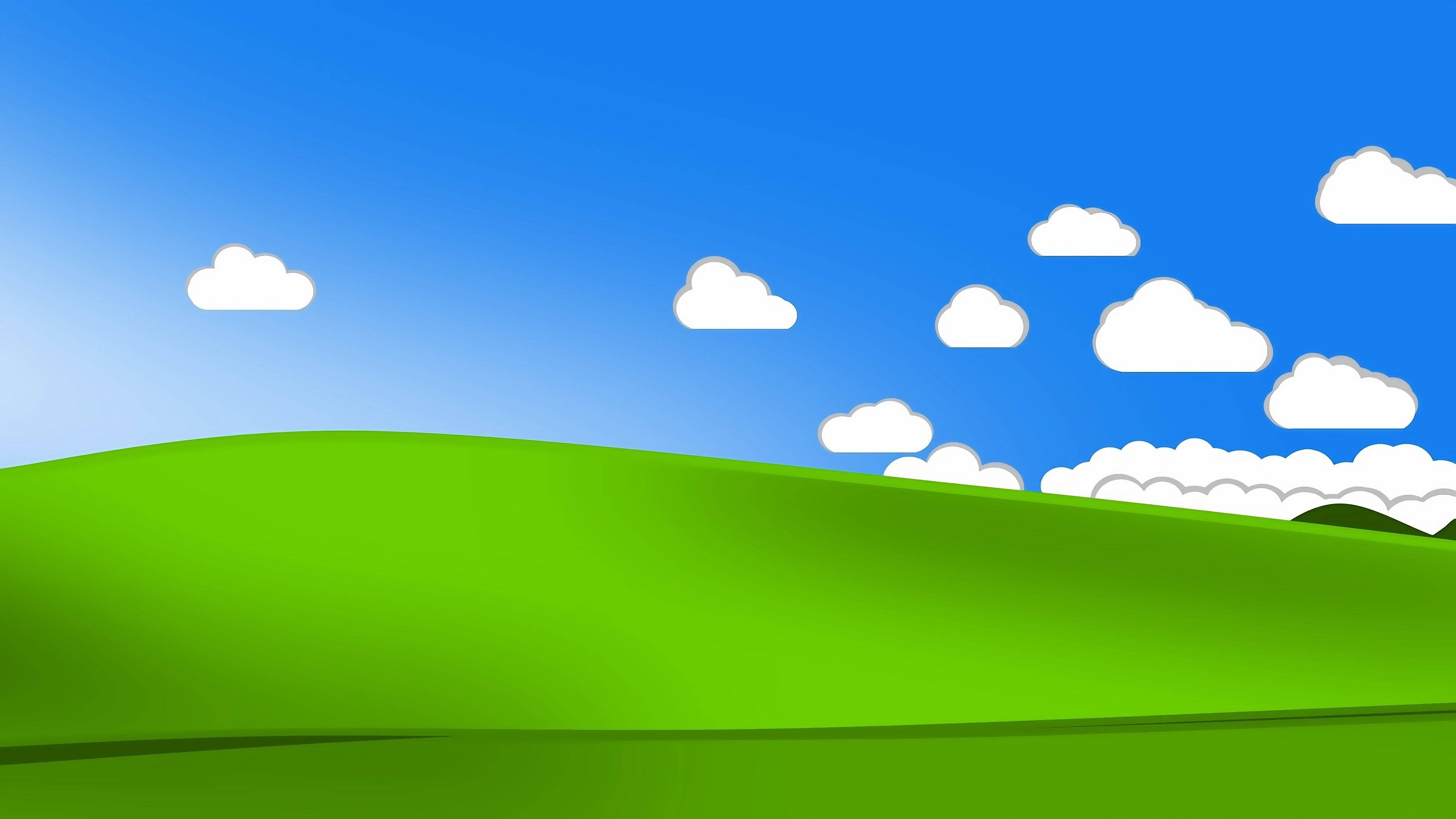 Windows Nature Theme, vibrant green, rolling hills, 4K Desktop Wallpaper