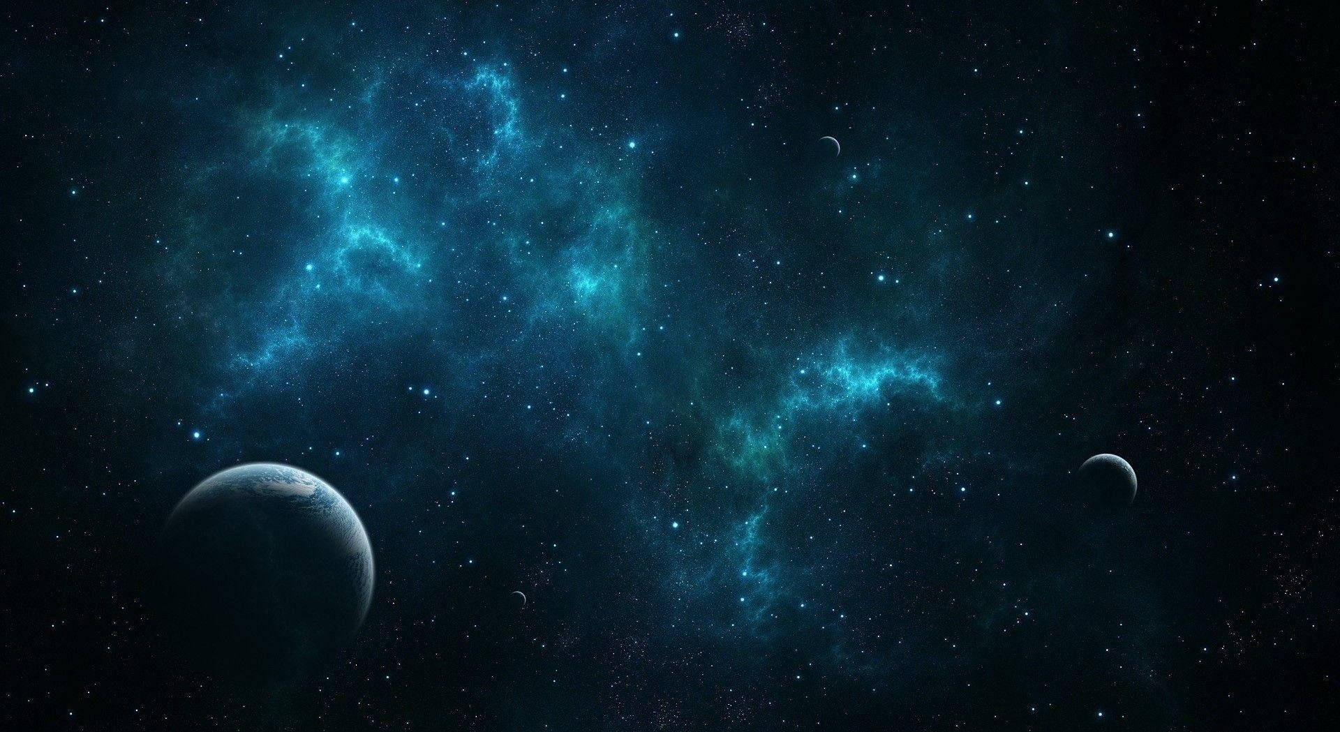 1920x1080 HD Space, blue nebula, planets, Full HD Desktop Wallpaper