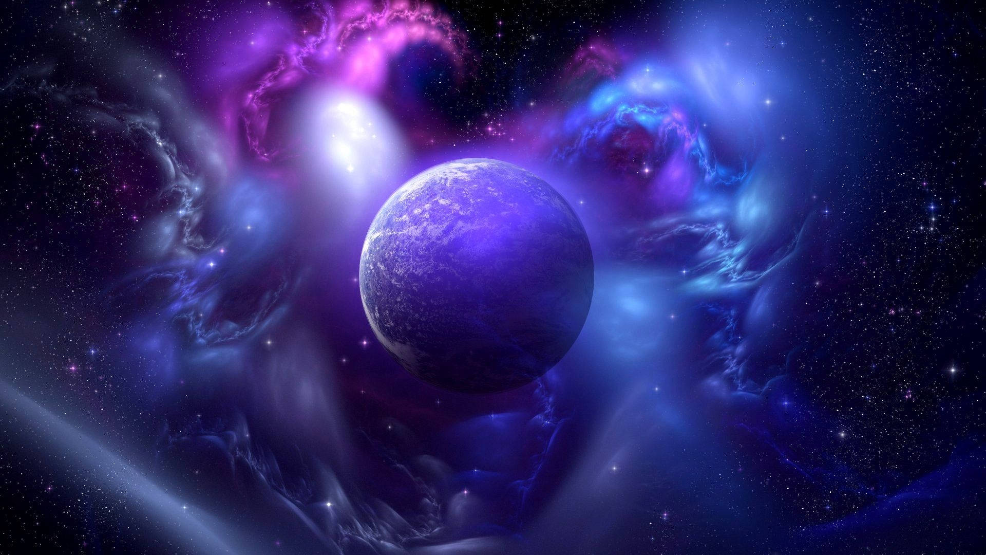 1920x1080 HD Space, purple planet, swirling cosmic nebulae, Full HD Desktop Wallpaper