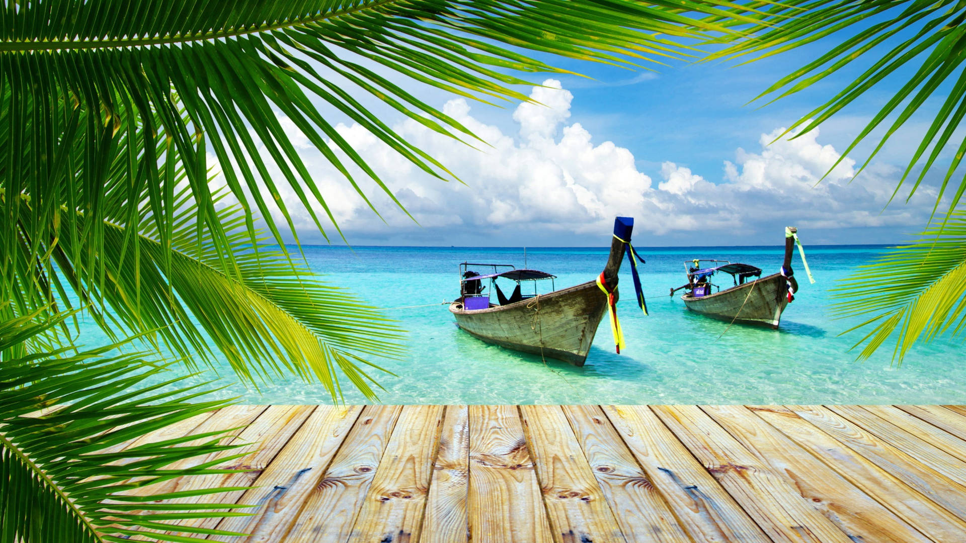 1920x1080 HD Summer, palm trees, tropical paradise, Full HD Desktop Wallpaper