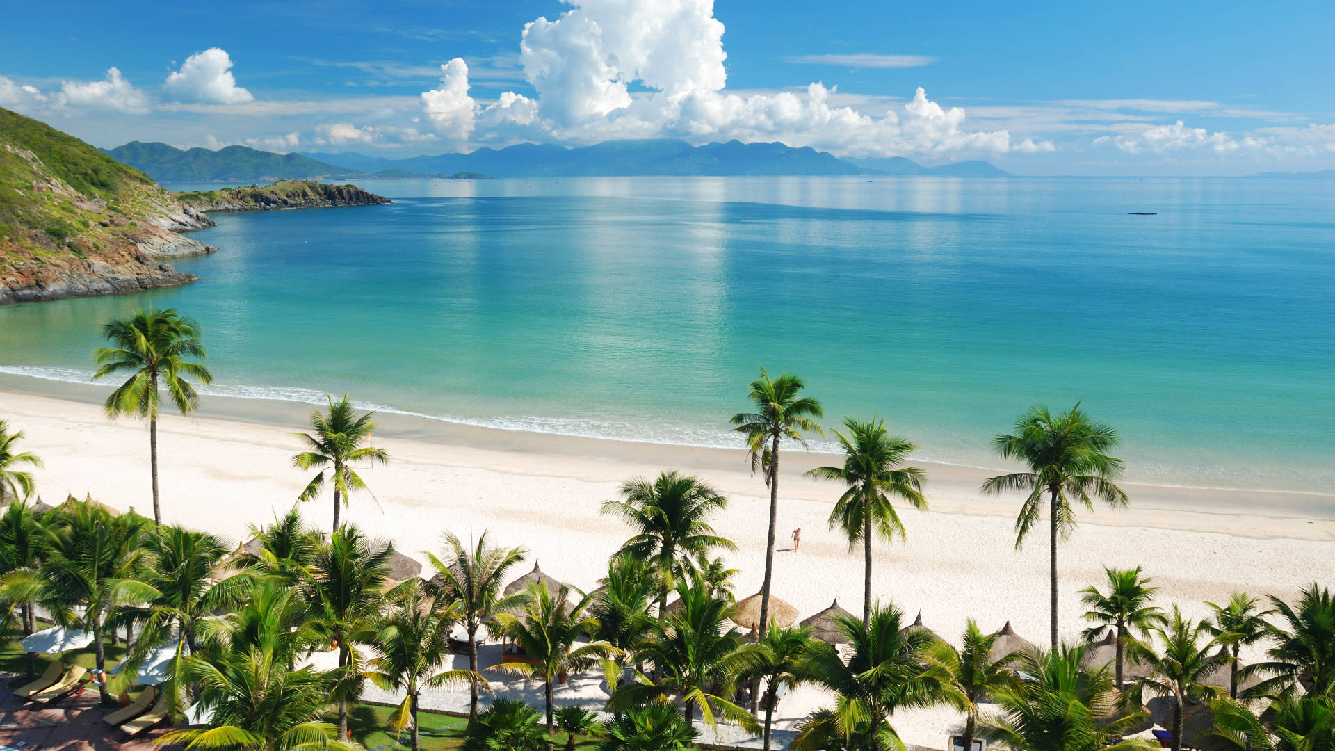 1920x1080 HD Summer Paradise, tropical beach, white sand, Full HD Desktop Wallpaper