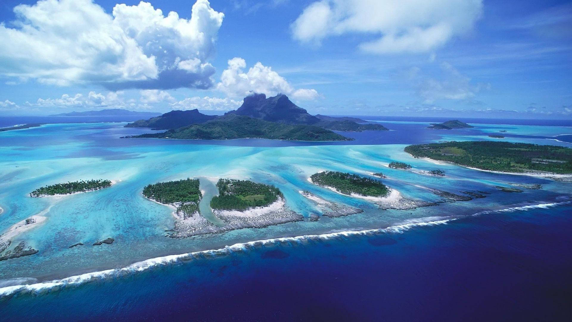 tropical atoll, turquoise lagoons, coral reefs, Full HD Desktop Wallpaper