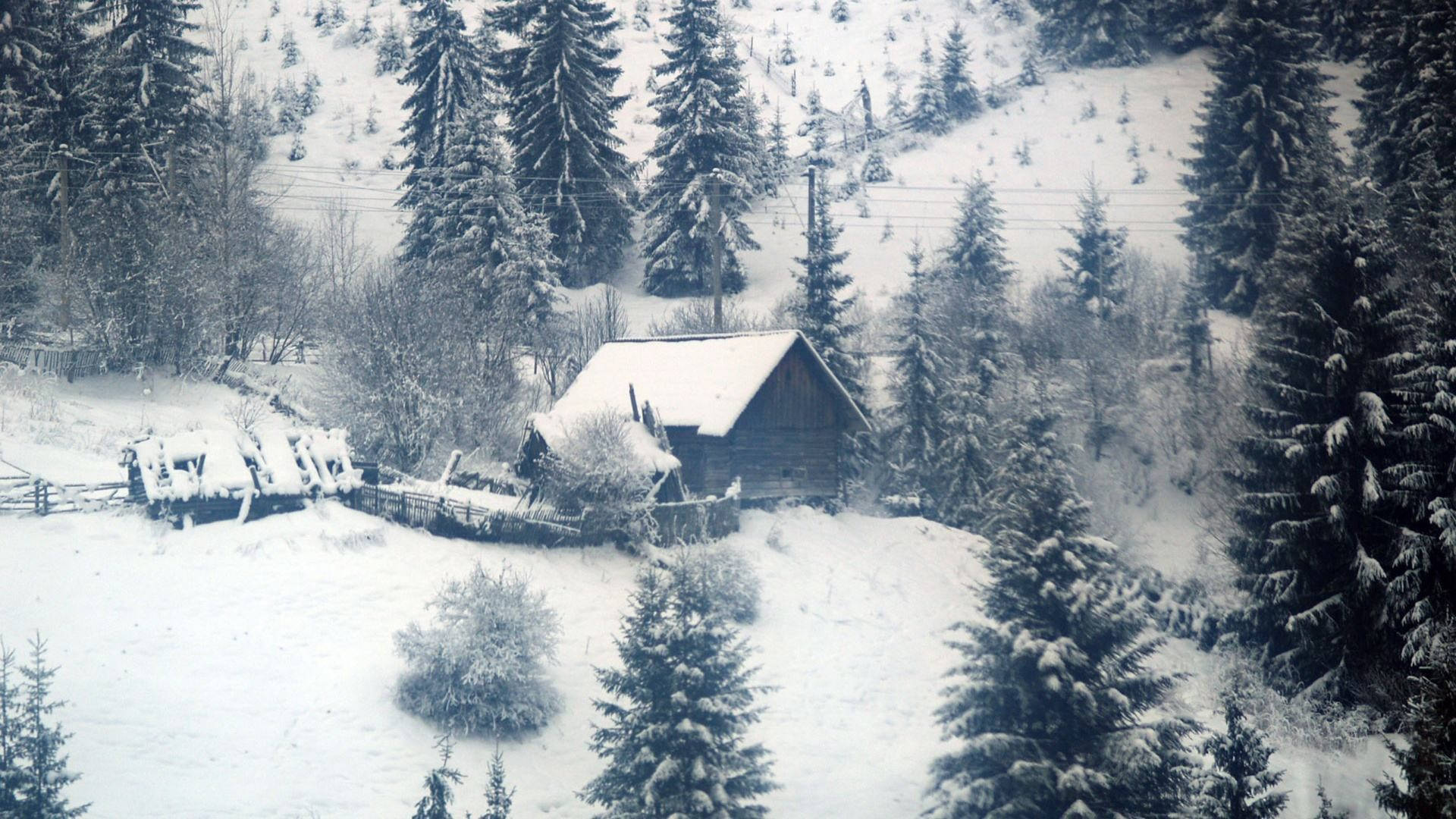 1920x1080, winter desktop, cabin, Full HD Desktop Wallpaper